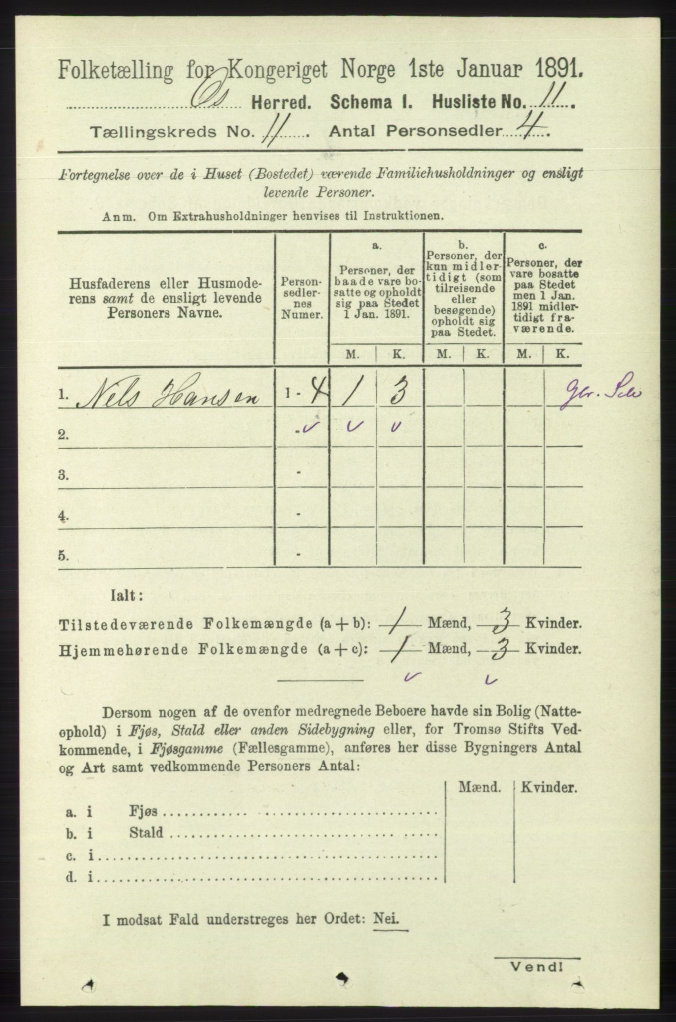 RA, 1891 census for 1243 Os, 1891, p. 2557