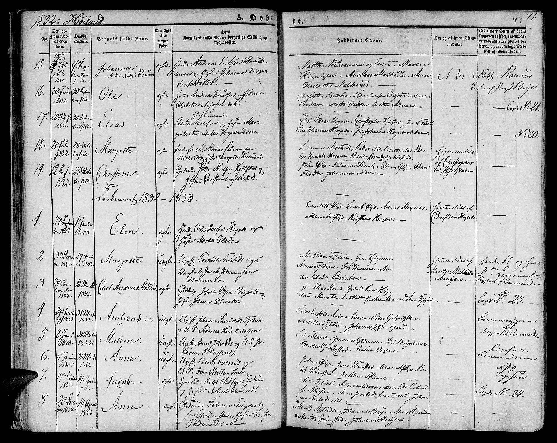 Ministerialprotokoller, klokkerbøker og fødselsregistre - Nord-Trøndelag, SAT/A-1458/758/L0510: Parish register (official) no. 758A01 /2, 1821-1841, p. 44