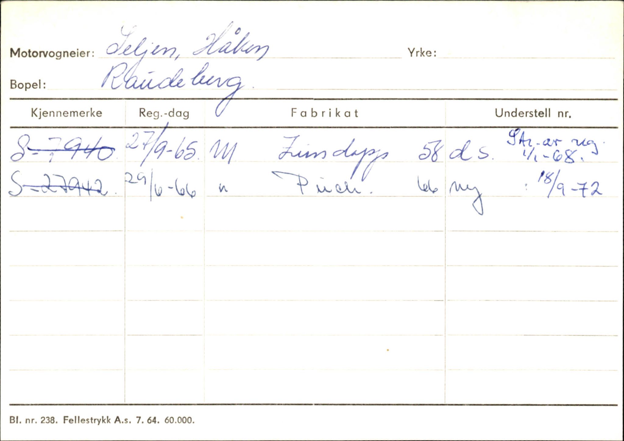 Statens vegvesen, Sogn og Fjordane vegkontor, SAB/A-5301/4/F/L0145: Registerkort Vågsøy S-Å. Årdal I-P, 1945-1975, p. 49