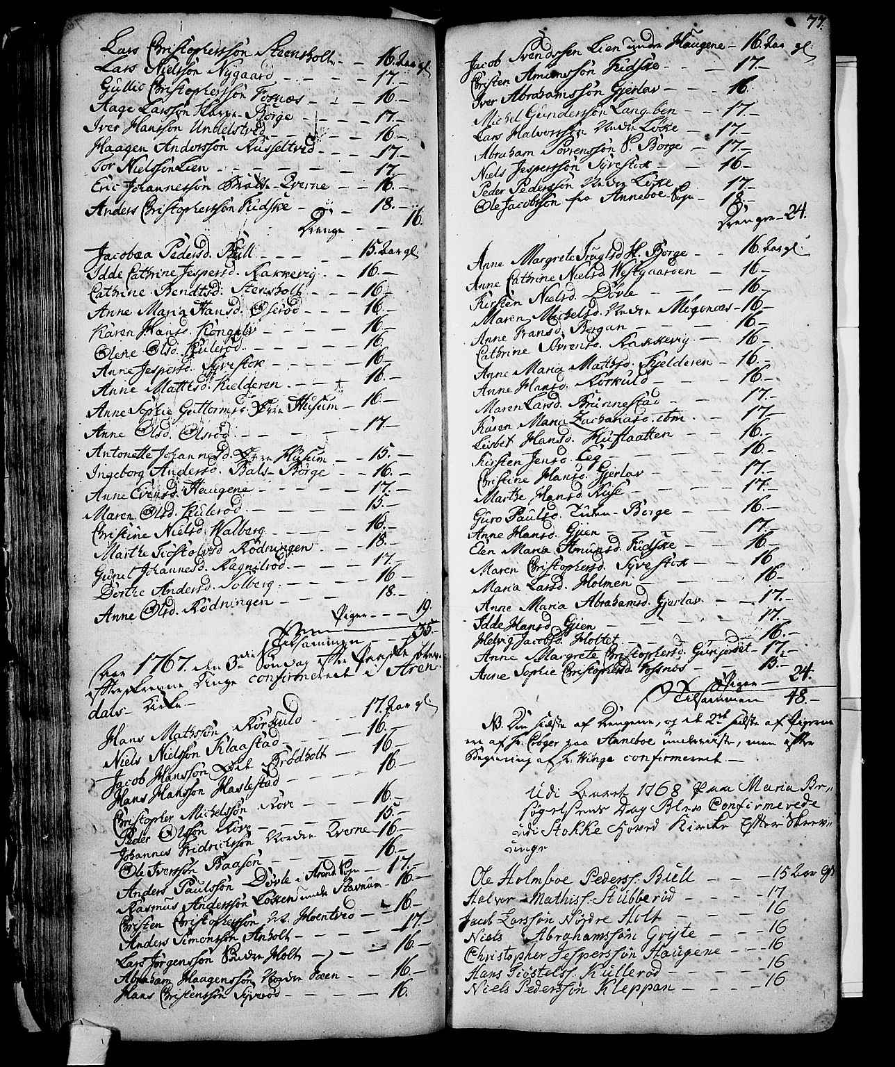 Stokke kirkebøker, SAKO/A-320/F/Fa/L0002: Parish register (official) no. I 2, 1732-1770, p. 77