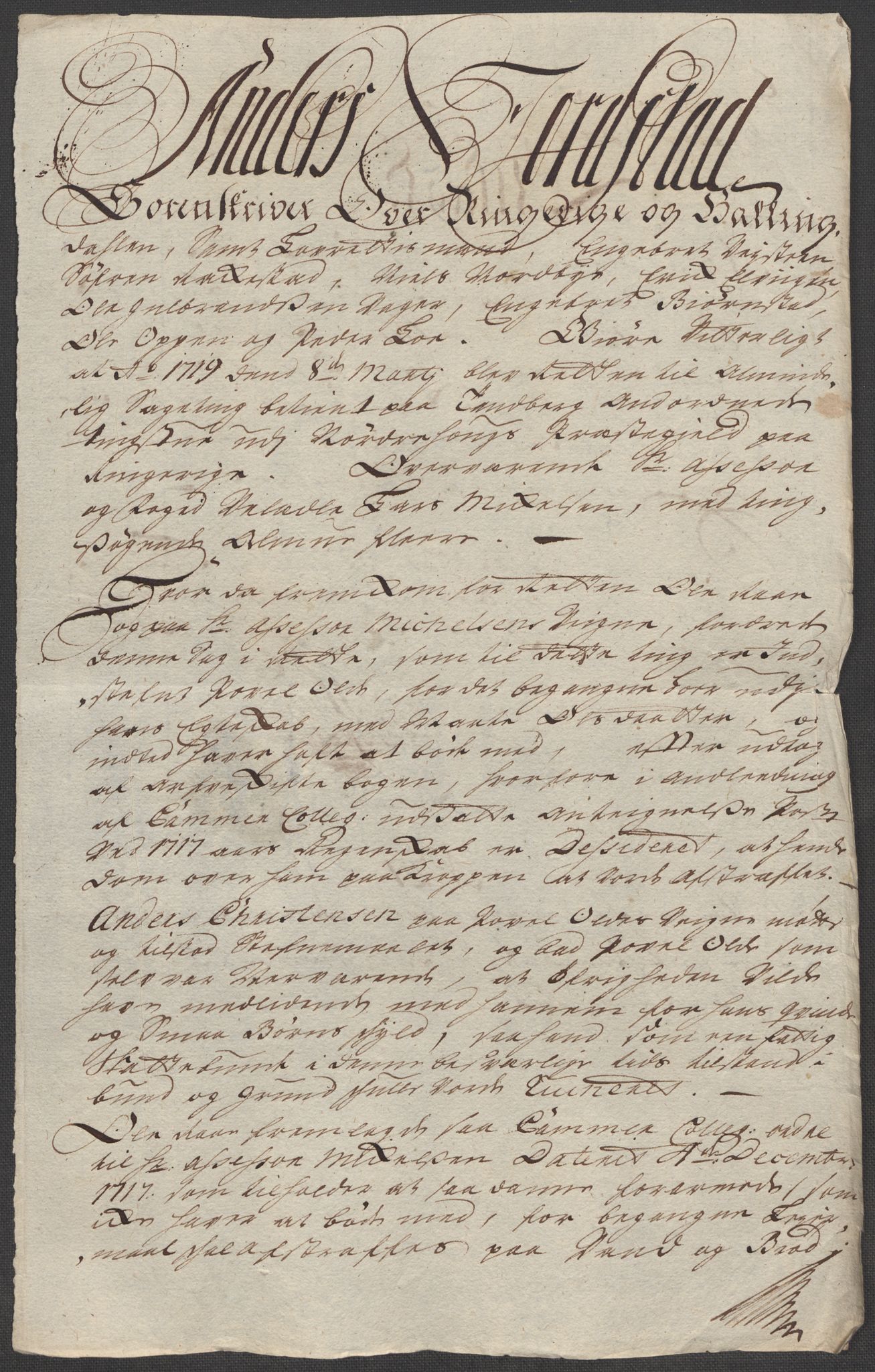 Rentekammeret inntil 1814, Reviderte regnskaper, Fogderegnskap, RA/EA-4092/R23/L1475: Fogderegnskap Ringerike og Hallingdal, 1717, p. 460