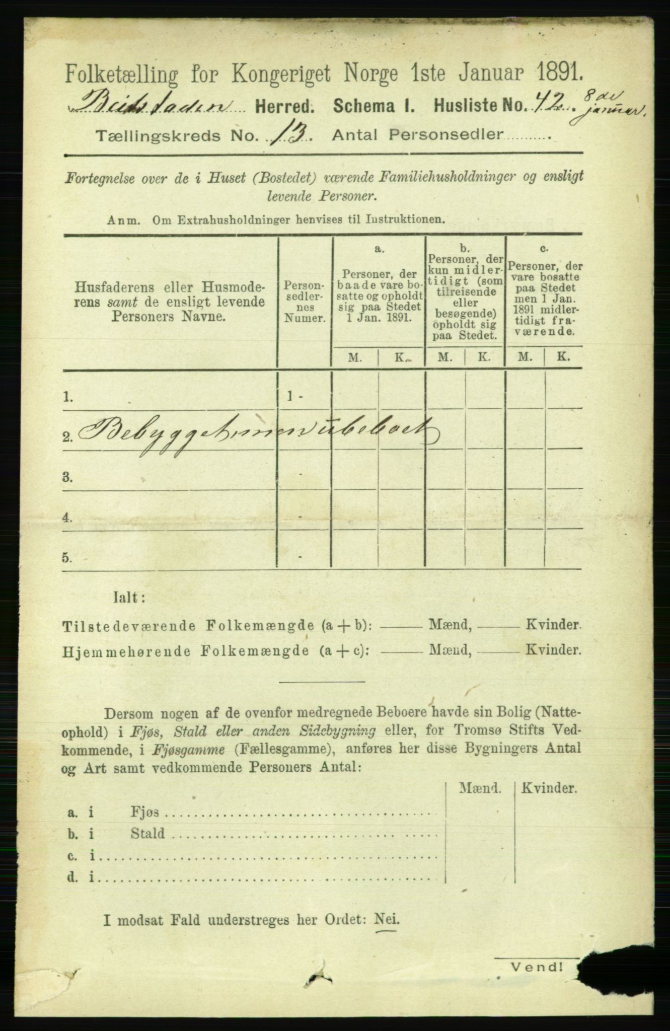 RA, 1891 census for 1727 Beitstad, 1891, p. 3598