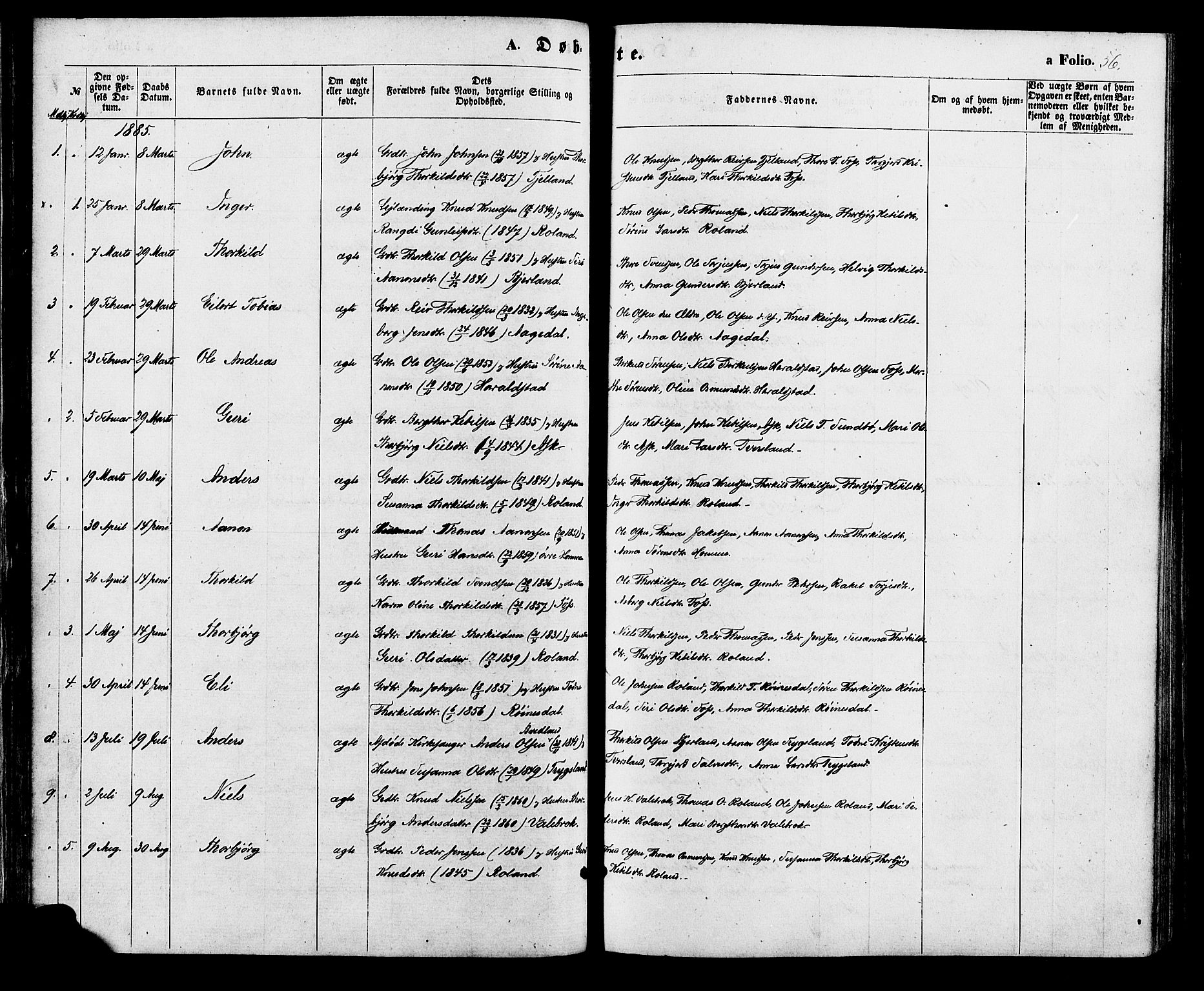 Bjelland sokneprestkontor, SAK/1111-0005/F/Fa/Faa/L0003: Parish register (official) no. A 3, 1867-1887, p. 56