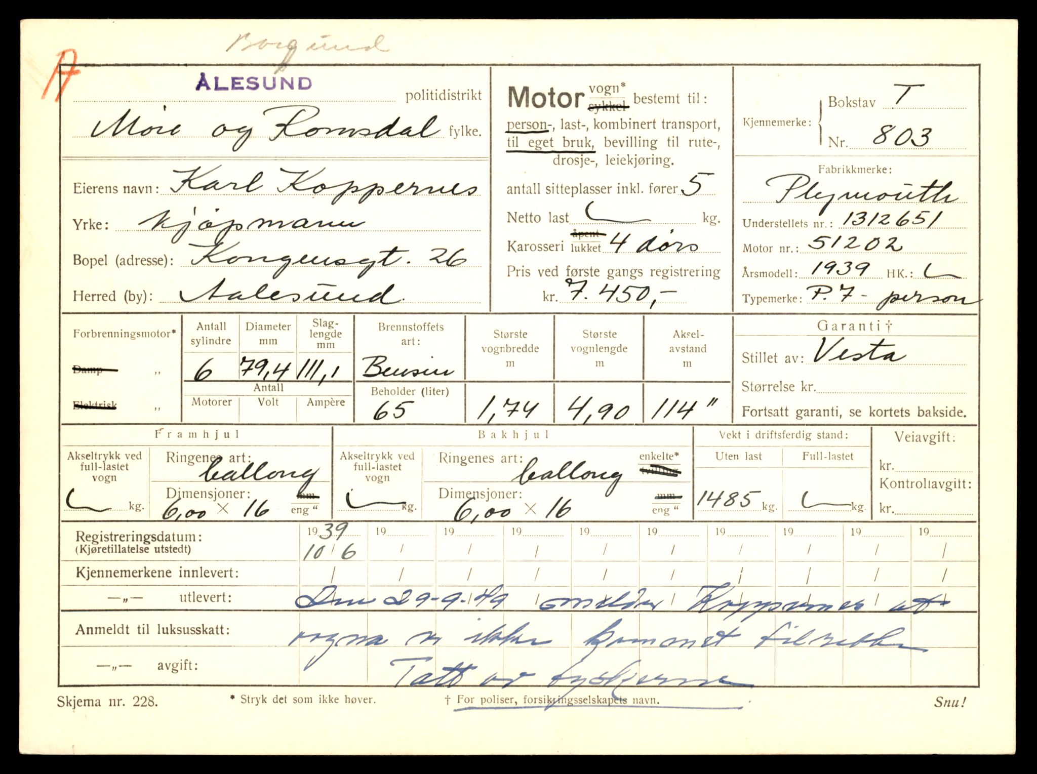 Møre og Romsdal vegkontor - Ålesund trafikkstasjon, AV/SAT-A-4099/F/Fe/L0008: Registreringskort for kjøretøy T 747 - T 894, 1927-1998, p. 1626