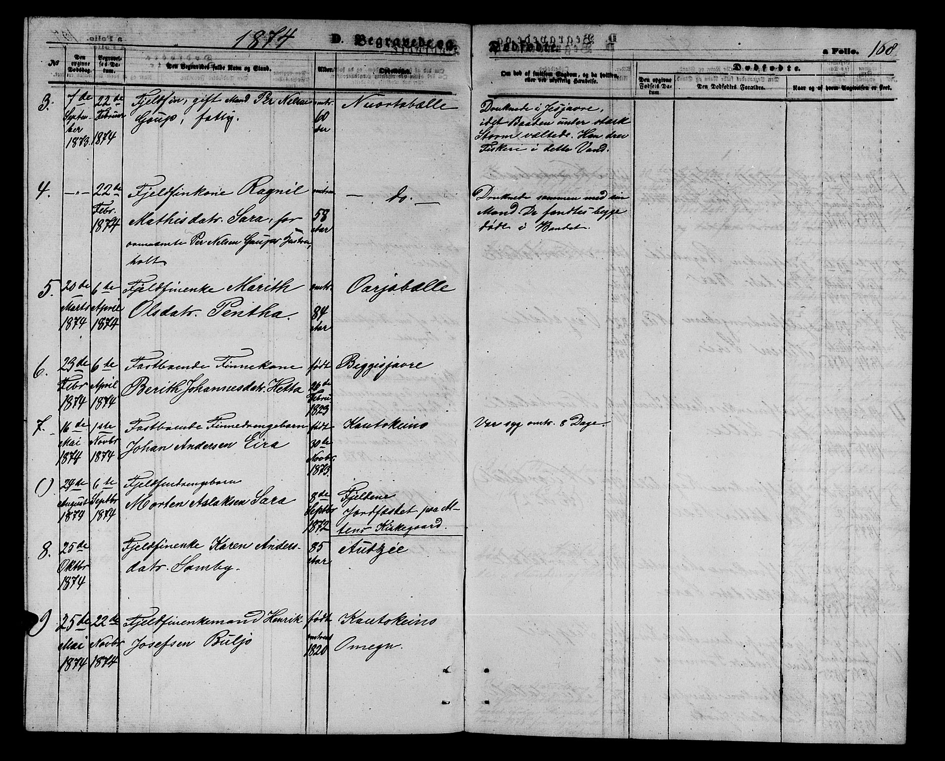 Kautokeino sokneprestembete, AV/SATØ-S-1340/H/Hb/L0001.klokk: Parish register (copy) no. 1, 1862-1878, p. 168