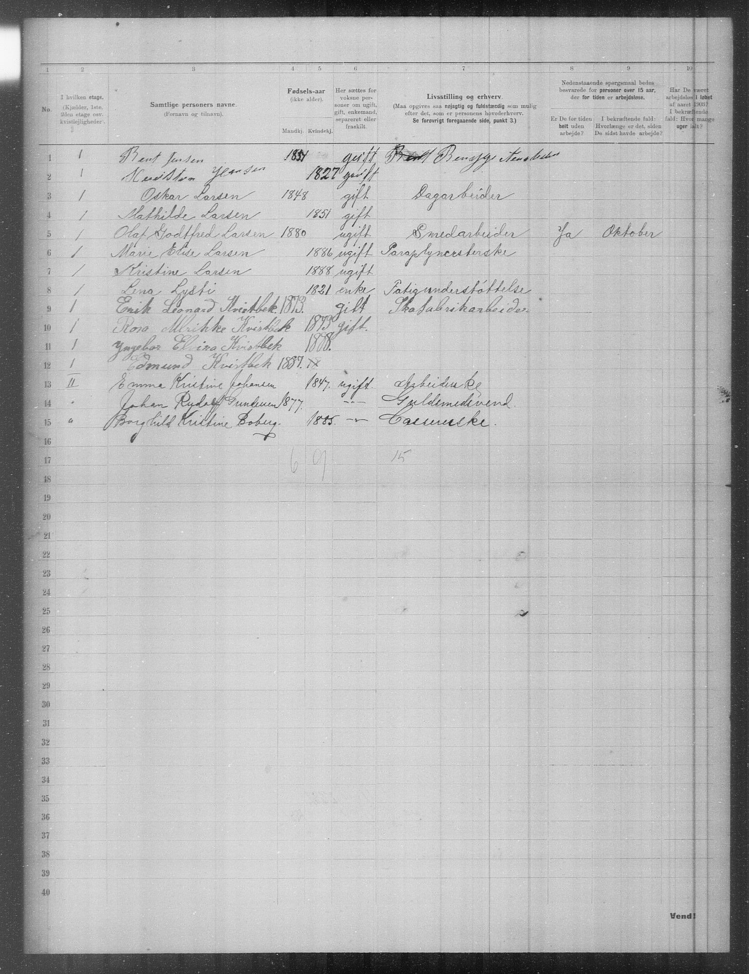 OBA, Municipal Census 1903 for Kristiania, 1903, p. 4569