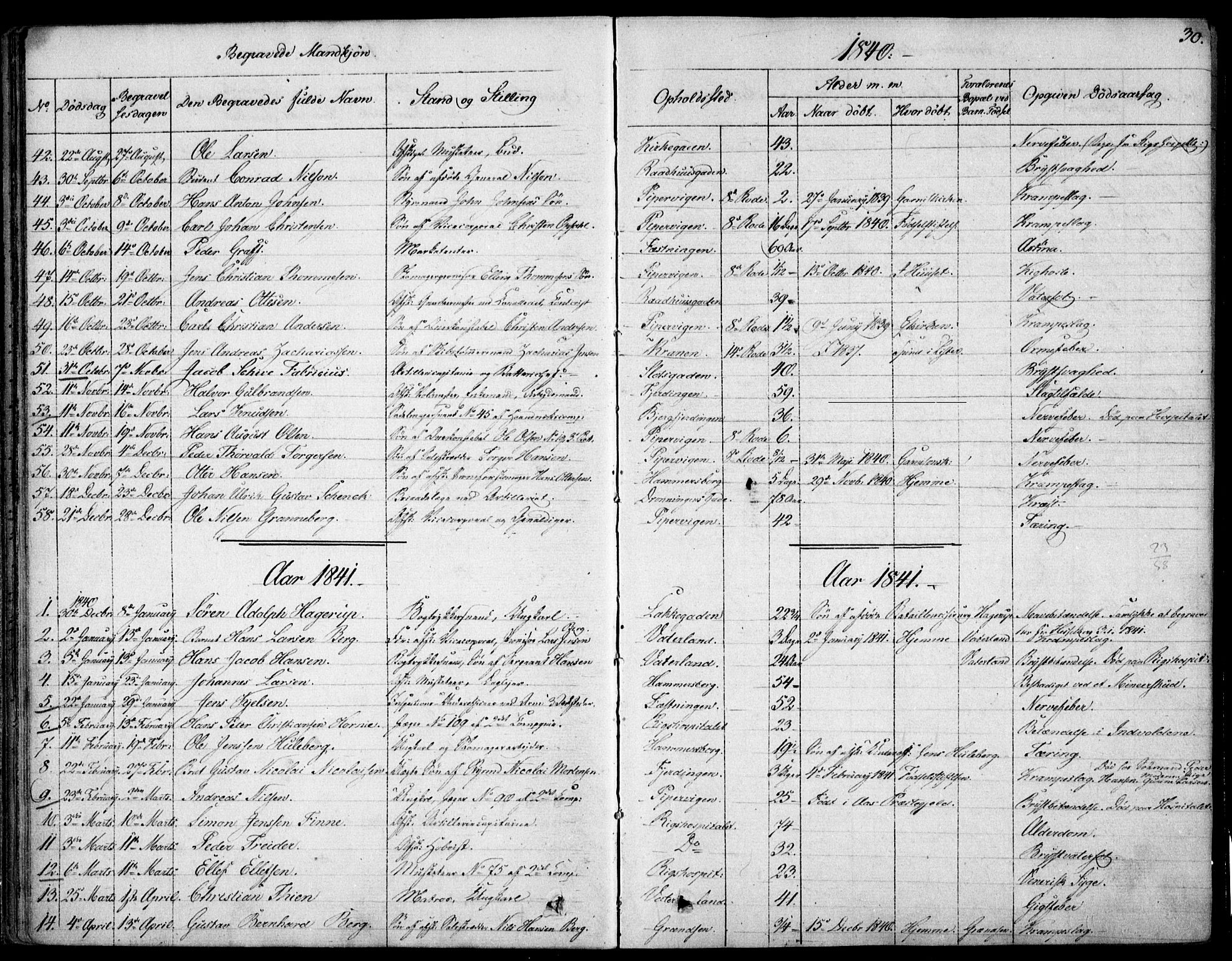 Garnisonsmenigheten Kirkebøker, SAO/A-10846/F/Fa/L0007: Parish register (official) no. 7, 1828-1881, p. 30