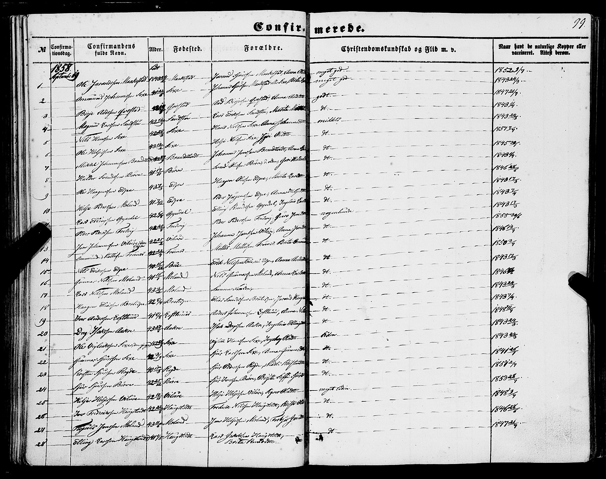 Ullensvang sokneprestembete, SAB/A-78701/H/Haa: Parish register (official) no. A 11, 1854-1866, p. 99