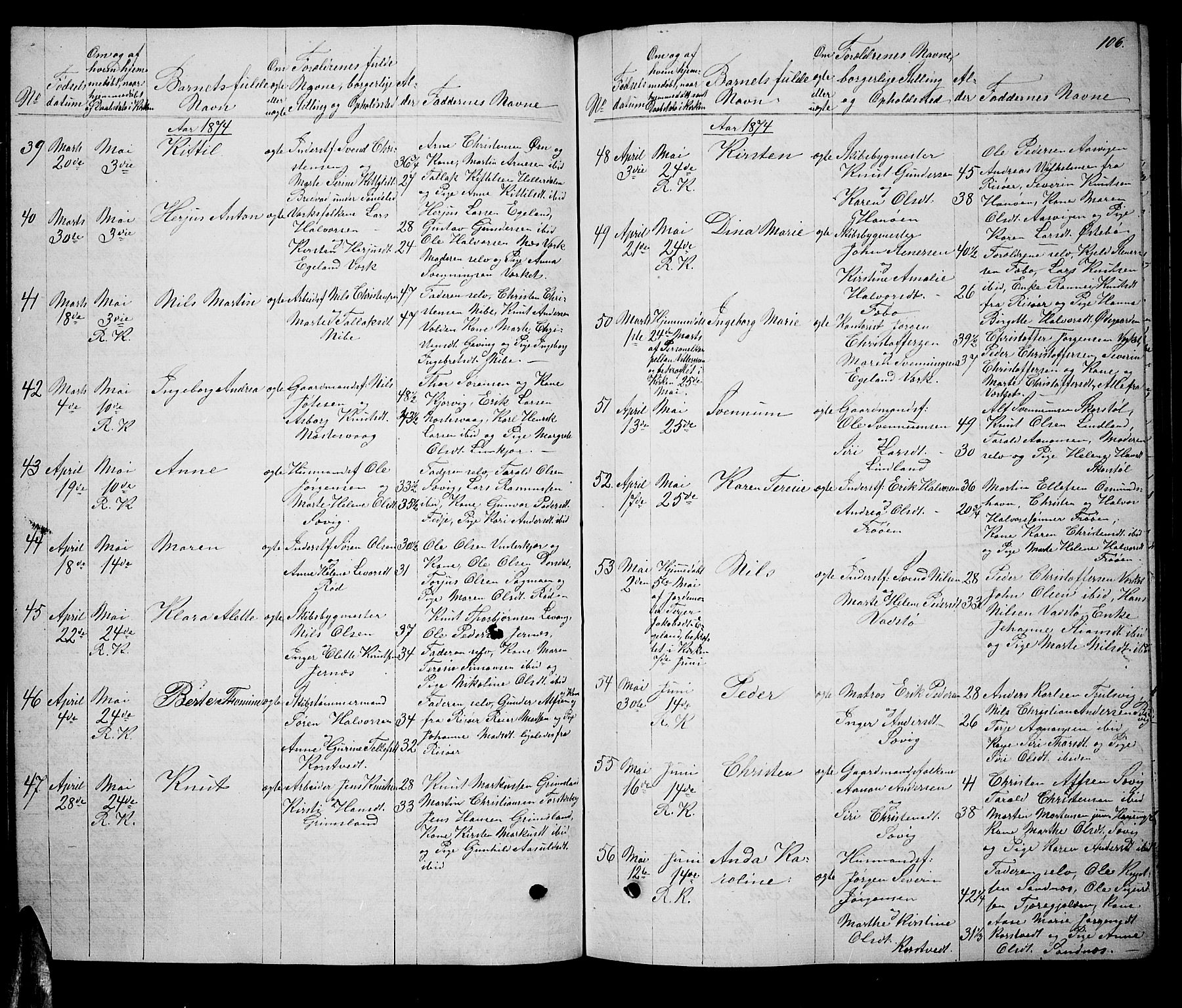 Søndeled sokneprestkontor, AV/SAK-1111-0038/F/Fb/L0004: Parish register (copy) no. B 4, 1857-1884, p. 106