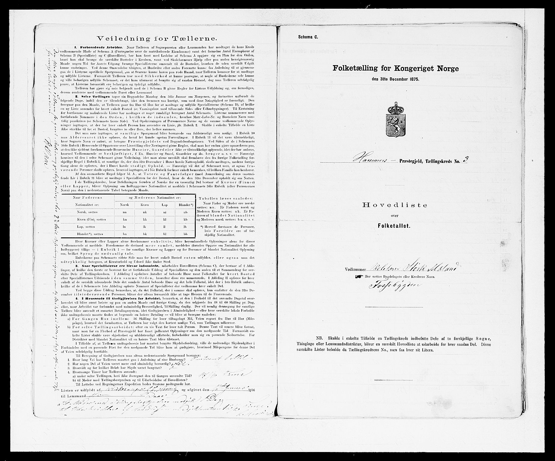 SAB, 1875 census for 1254P Hamre, 1875, p. 6