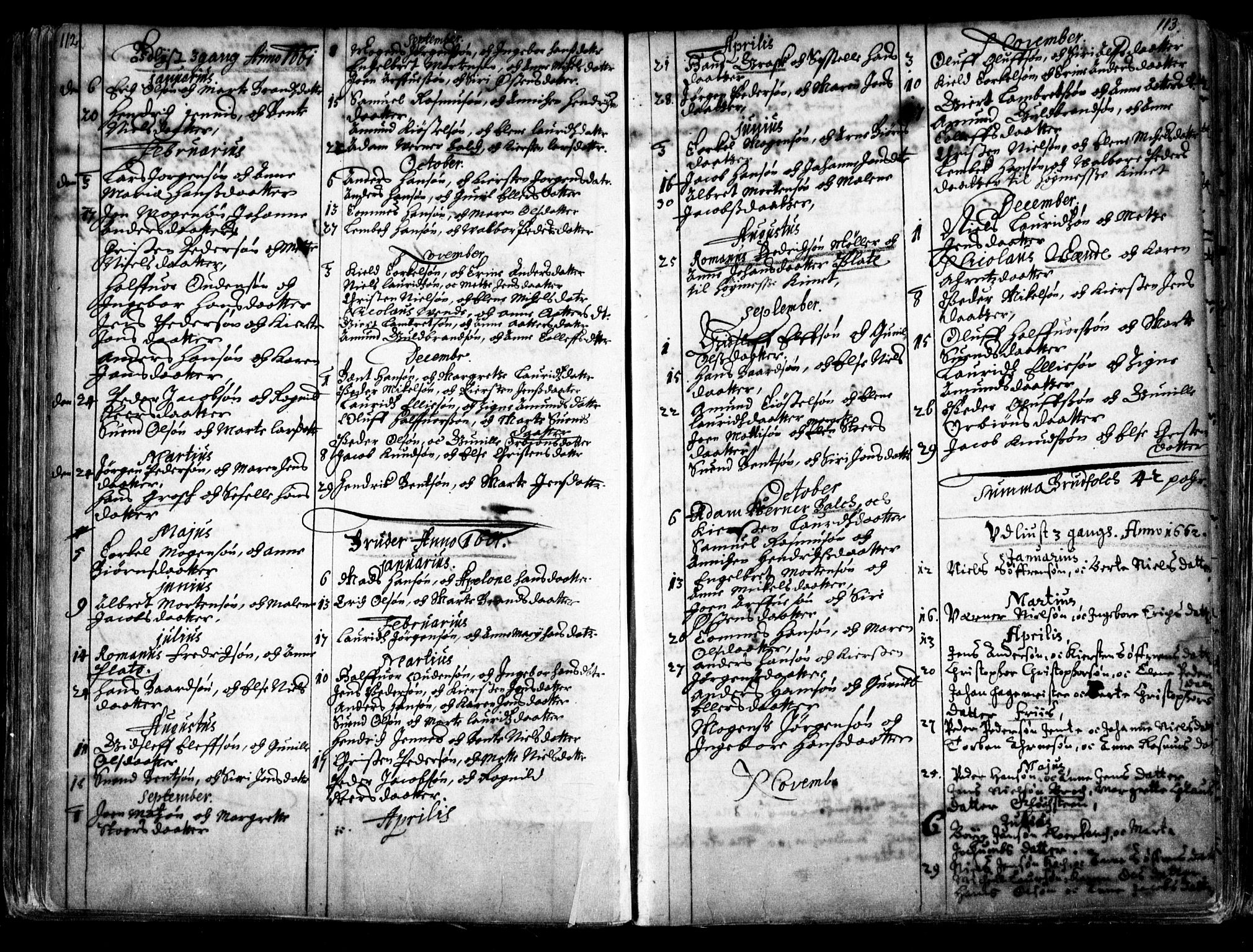 Oslo domkirke Kirkebøker, SAO/A-10752/F/Fa/L0001: Parish register (official) no. 1, 1648-1704, p. 112-113