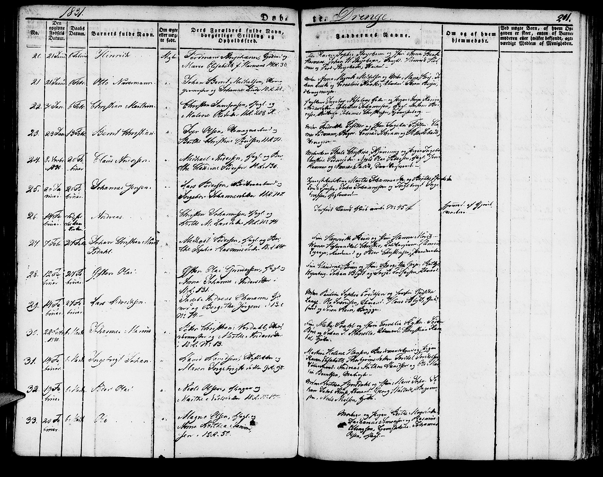 Domkirken sokneprestembete, AV/SAB-A-74801/H/Haa/L0012: Parish register (official) no. A 12, 1821-1840, p. 201