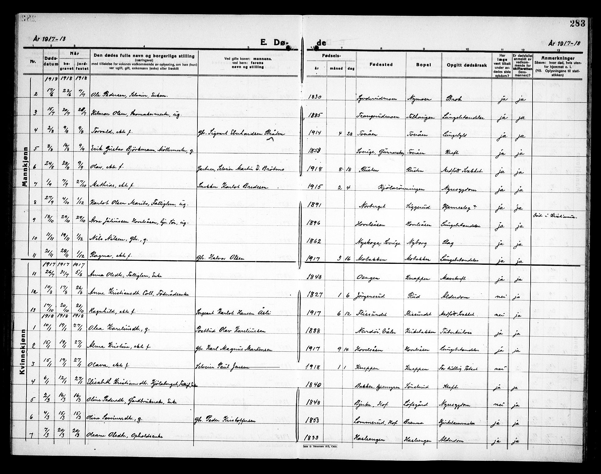Åsnes prestekontor, SAH/PREST-042/H/Ha/Haa/L0000C: Parish register (official) no. 0A, 1890-1929, p. 283