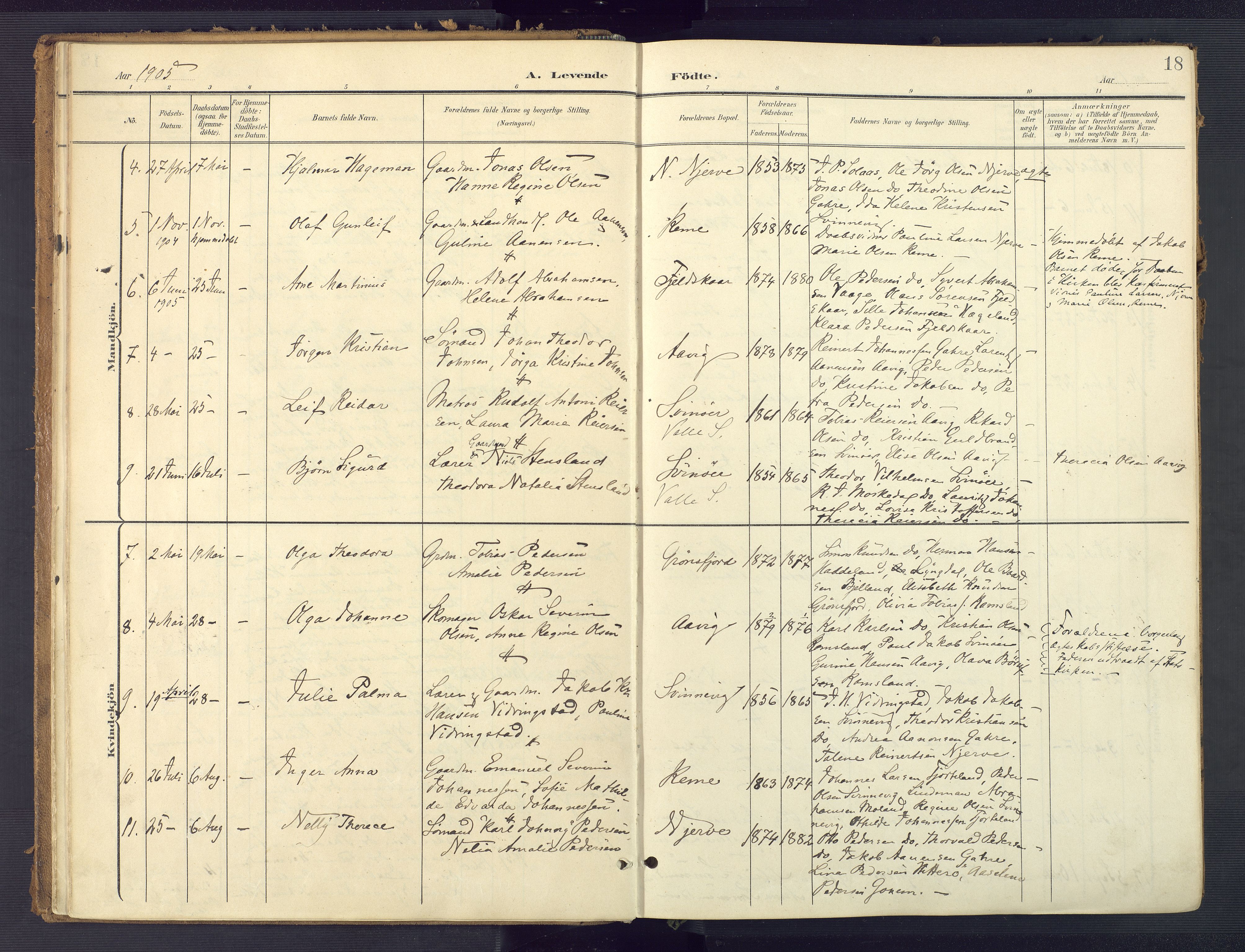 Sør-Audnedal sokneprestkontor, AV/SAK-1111-0039/F/Fa/Faa/L0005: Parish register (official) no. A 5, 1900-1923, p. 18