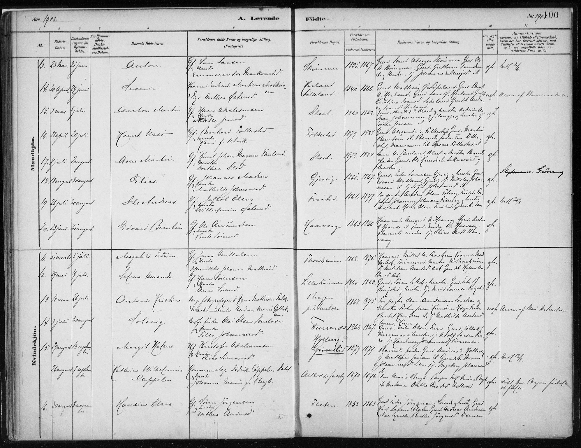 Askvoll sokneprestembete, AV/SAB-A-79501/H/Haa/Haab/L0002: Parish register (official) no. B 2, 1879-1909, p. 100