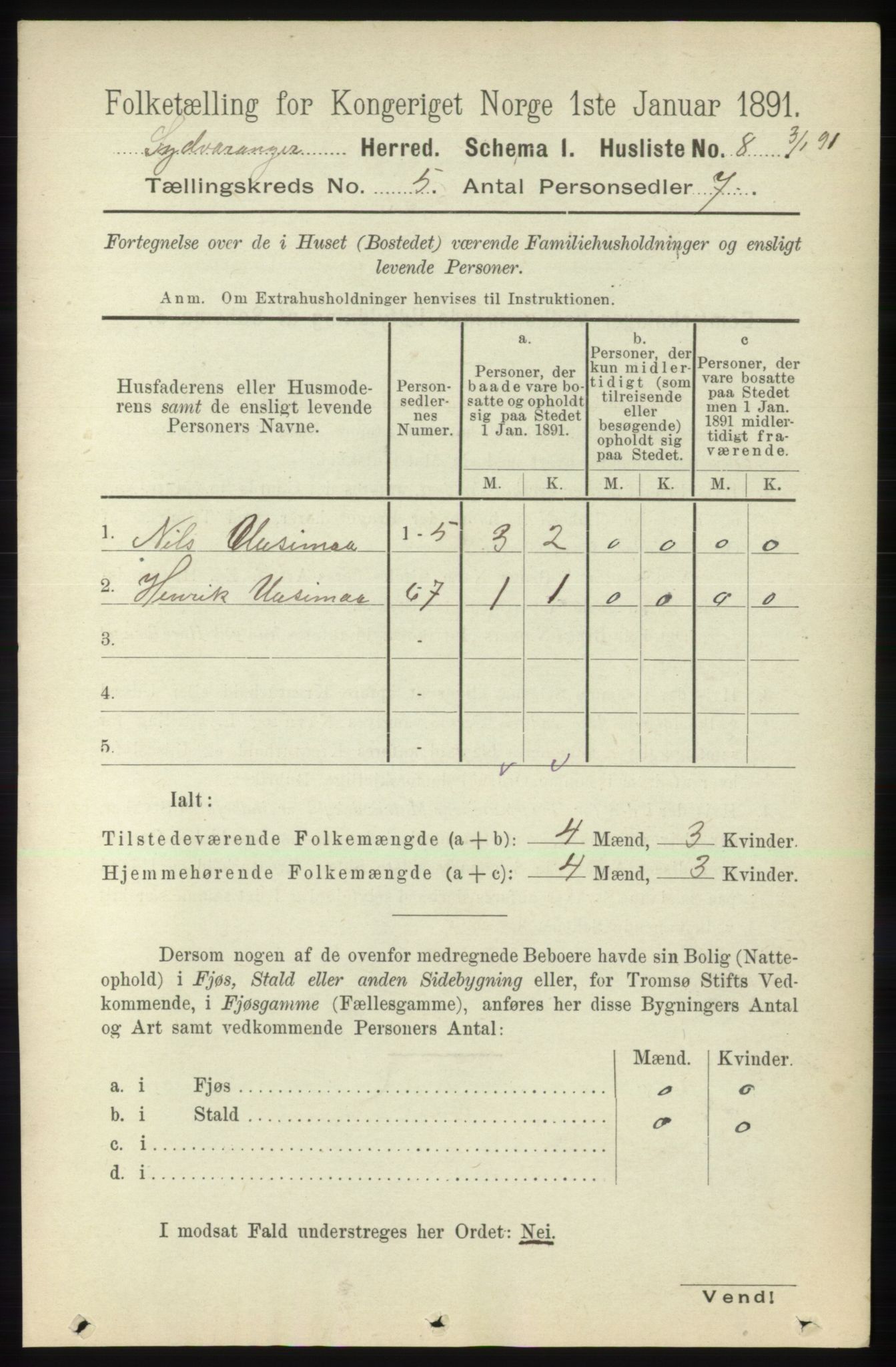 RA, 1891 census for 2030 Sør-Varanger, 1891, p. 1527