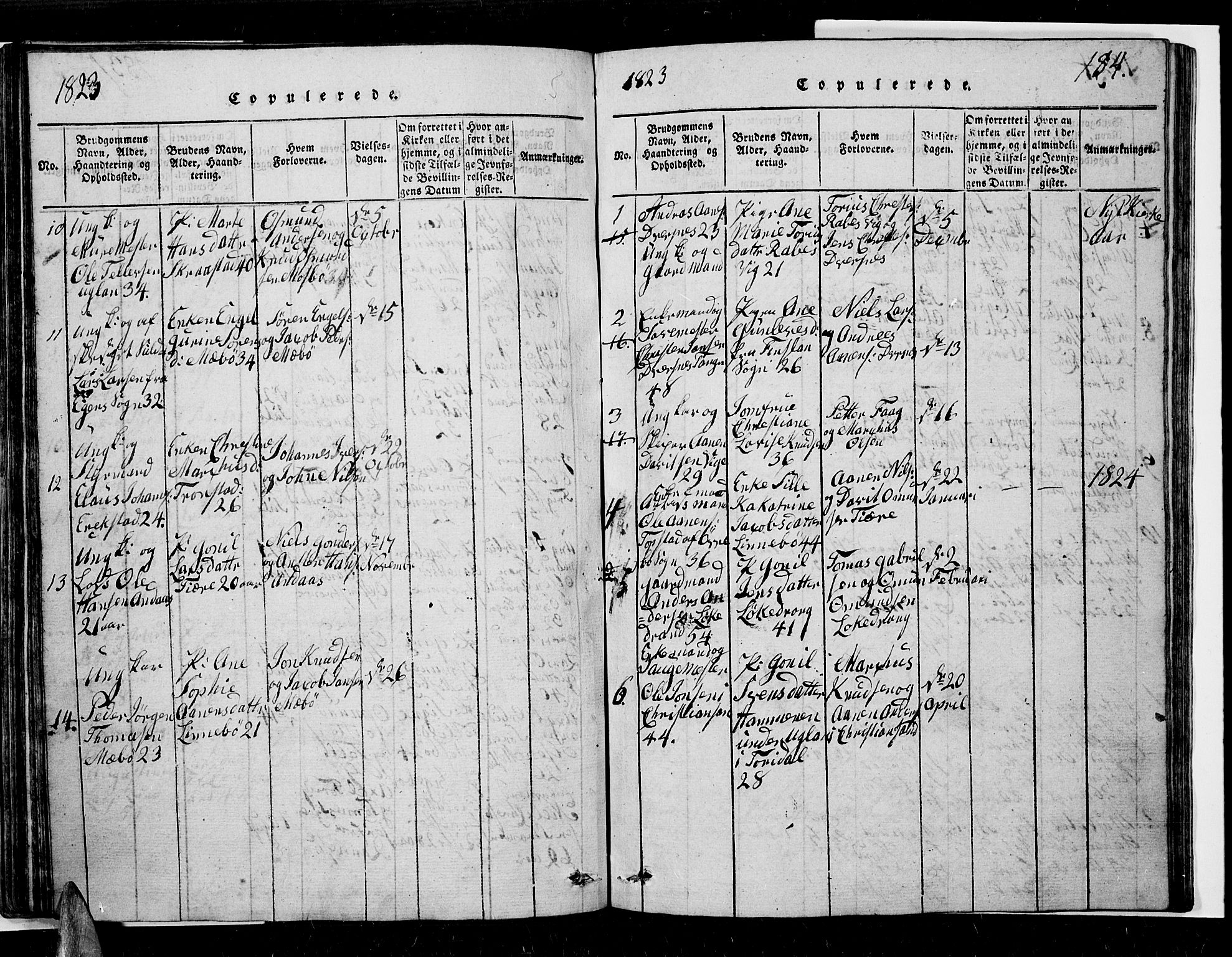 Oddernes sokneprestkontor, AV/SAK-1111-0033/F/Fb/Fba/L0003: Parish register (copy) no. B 3, 1820-1838, p. 184