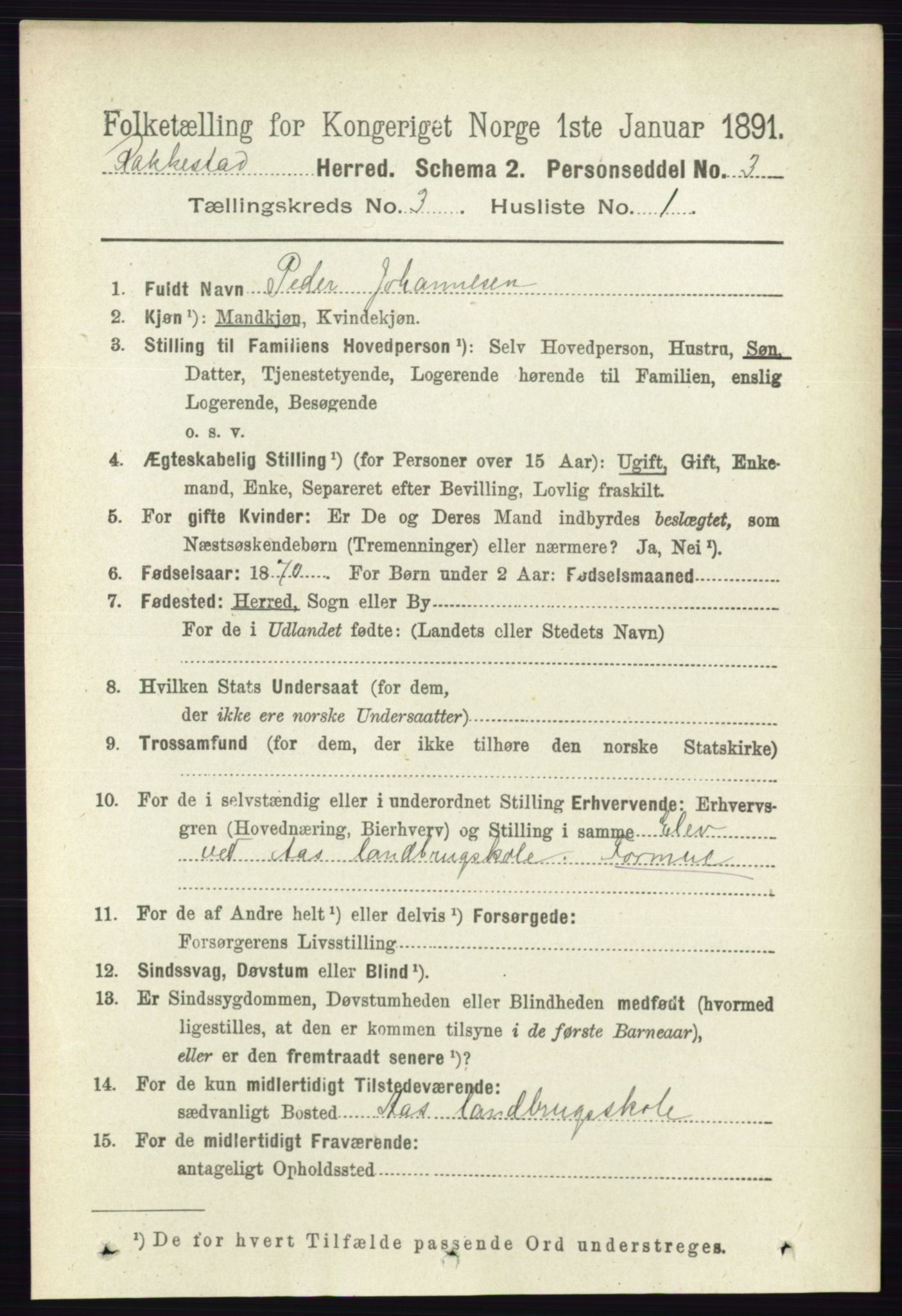 RA, 1891 census for 0128 Rakkestad, 1891, p. 1328