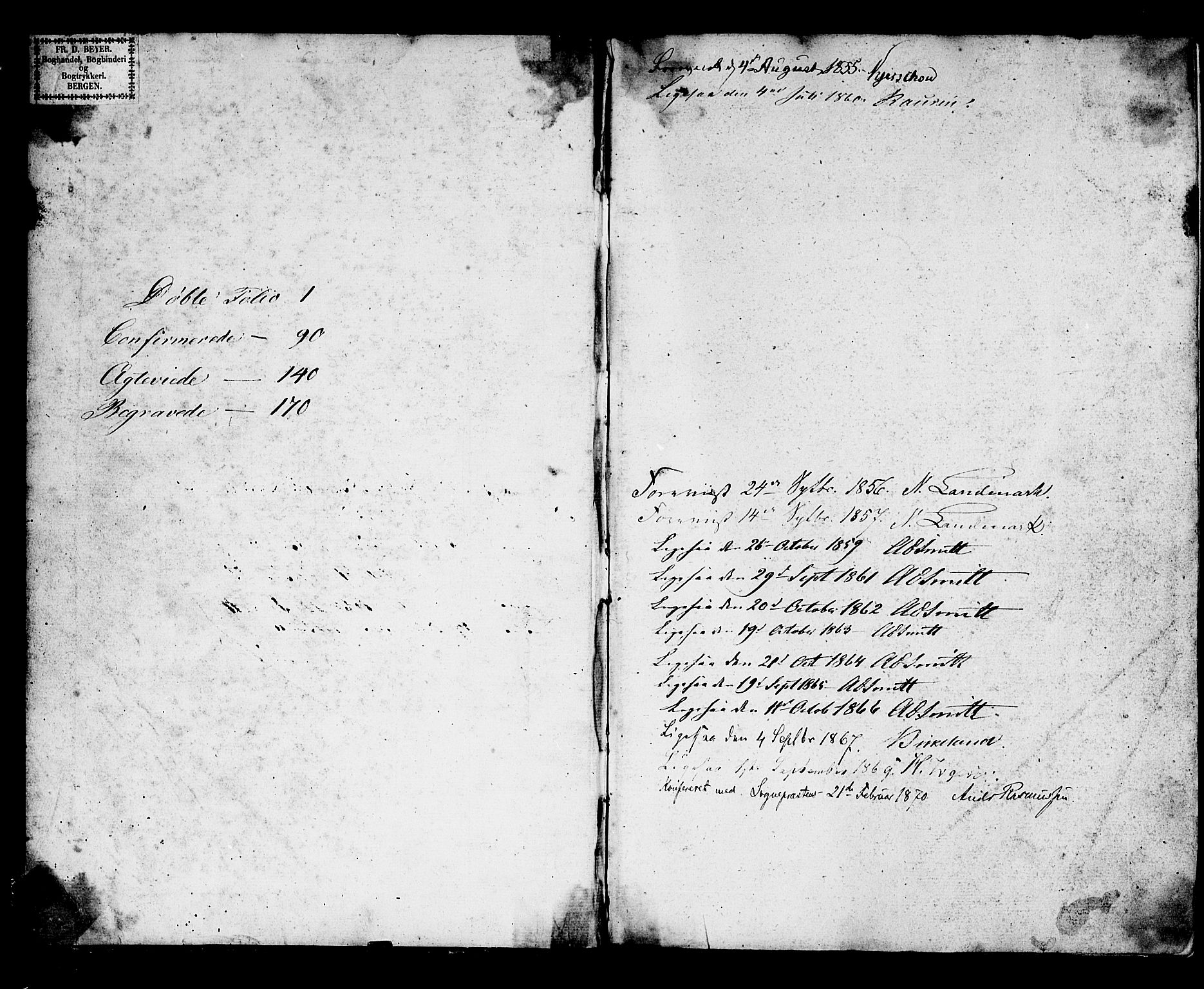 Voss sokneprestembete, SAB/A-79001/H/Hab: Parish register (copy) no. B 1, 1855-1869