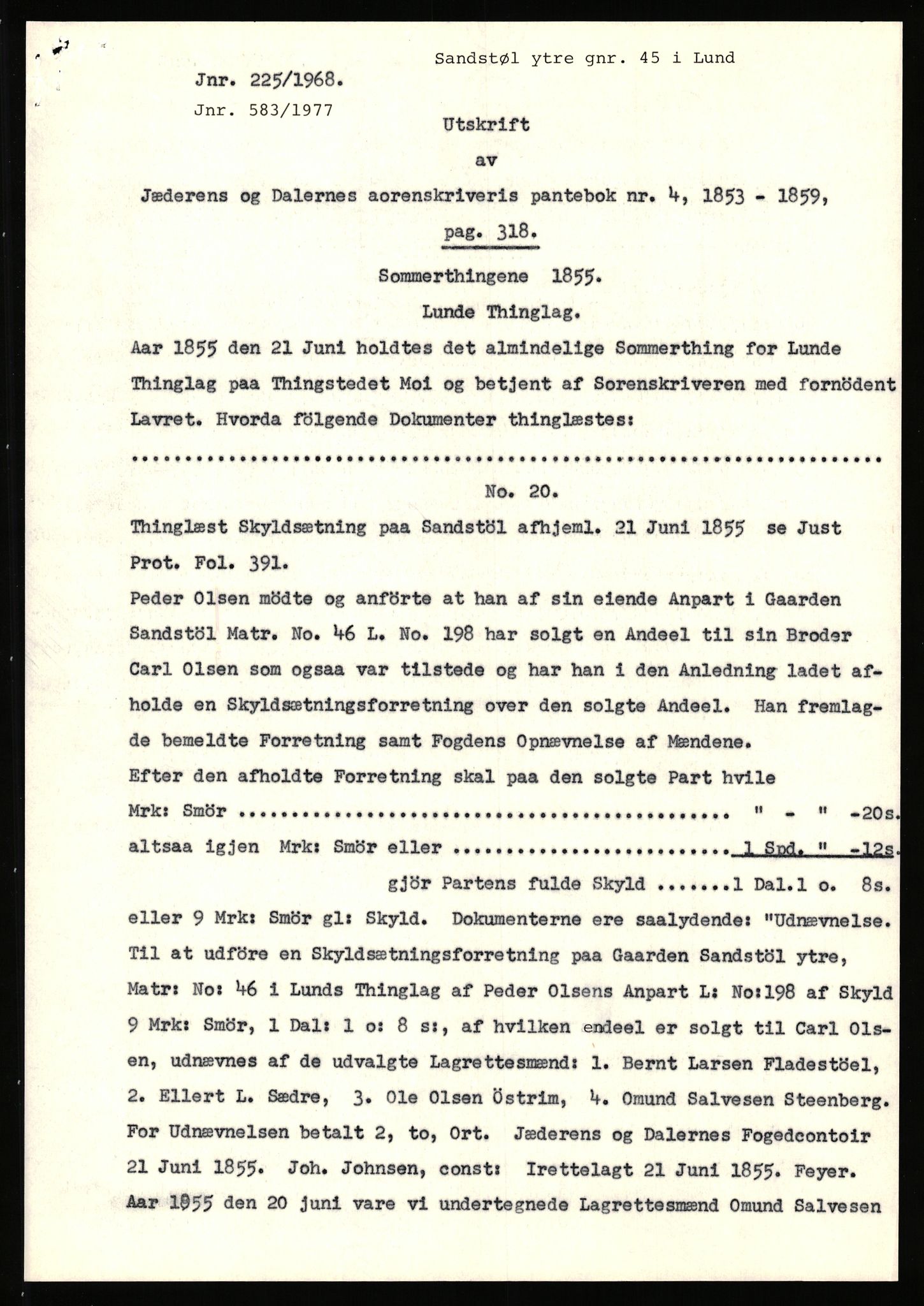 Statsarkivet i Stavanger, AV/SAST-A-101971/03/Y/Yj/L0073: Avskrifter sortert etter gårdsnavn: Sandstøl ytre - Selland, 1750-1930, p. 2