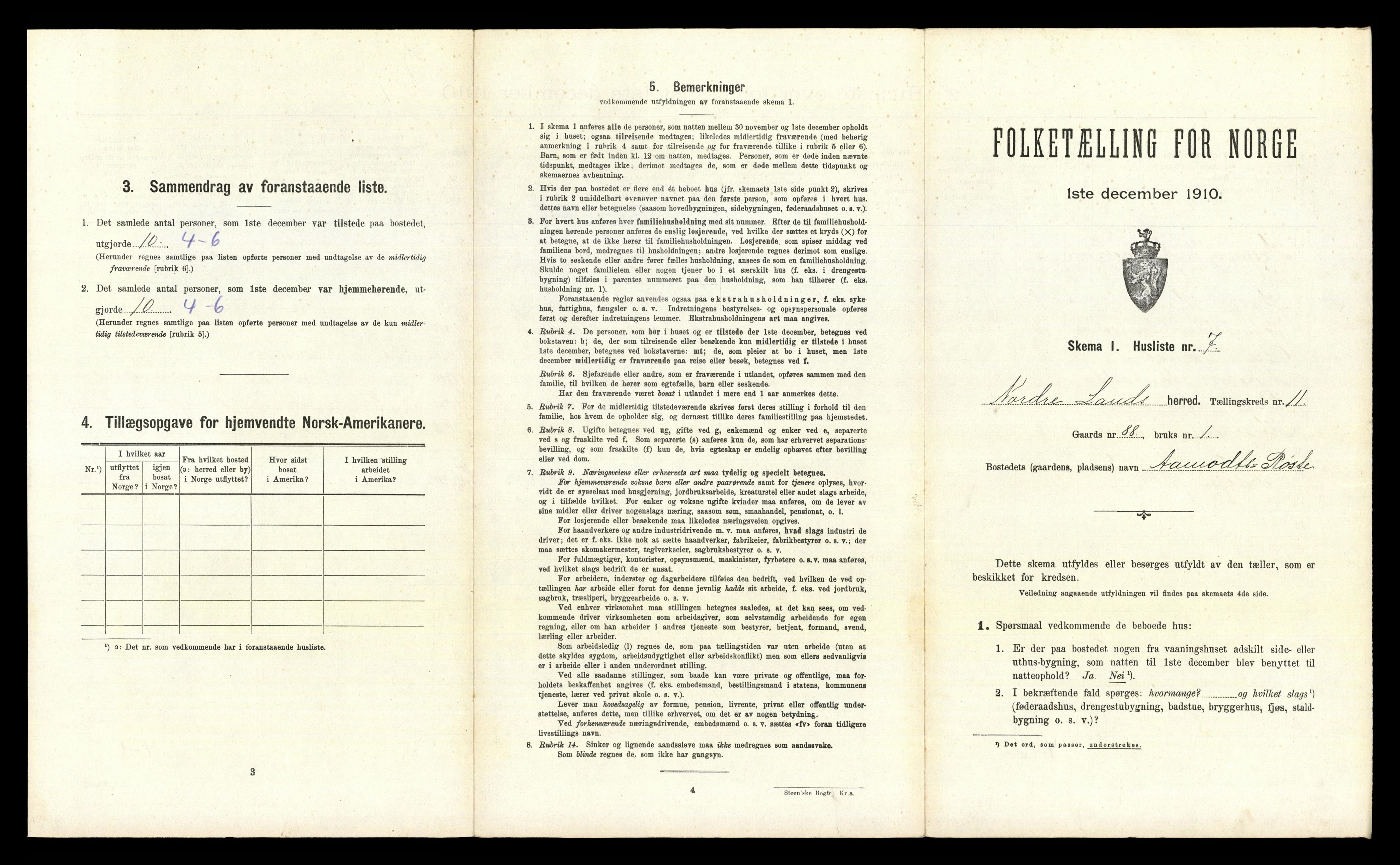 RA, 1910 census for Nordre Land, 1910, p. 1119