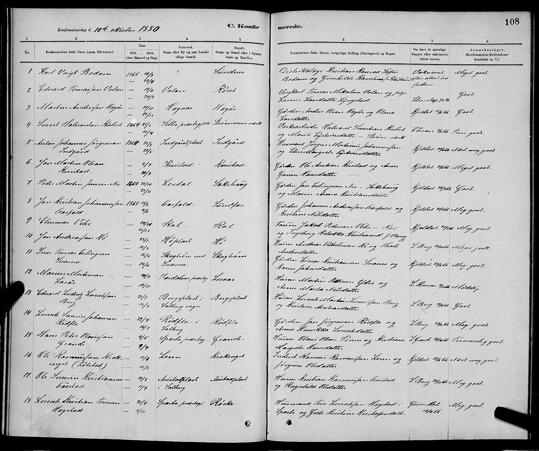 Ministerialprotokoller, klokkerbøker og fødselsregistre - Nord-Trøndelag, SAT/A-1458/730/L0301: Parish register (copy) no. 730C04, 1880-1897, p. 108