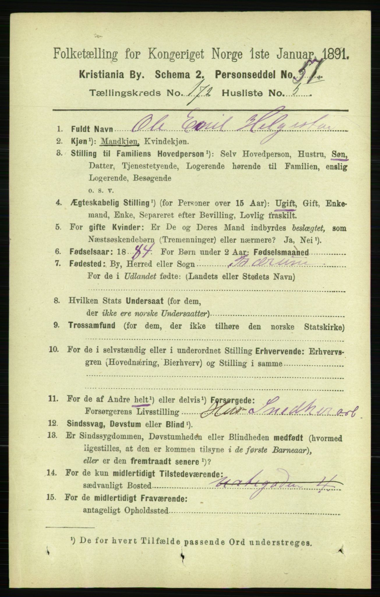 RA, 1891 census for 0301 Kristiania, 1891, p. 102009