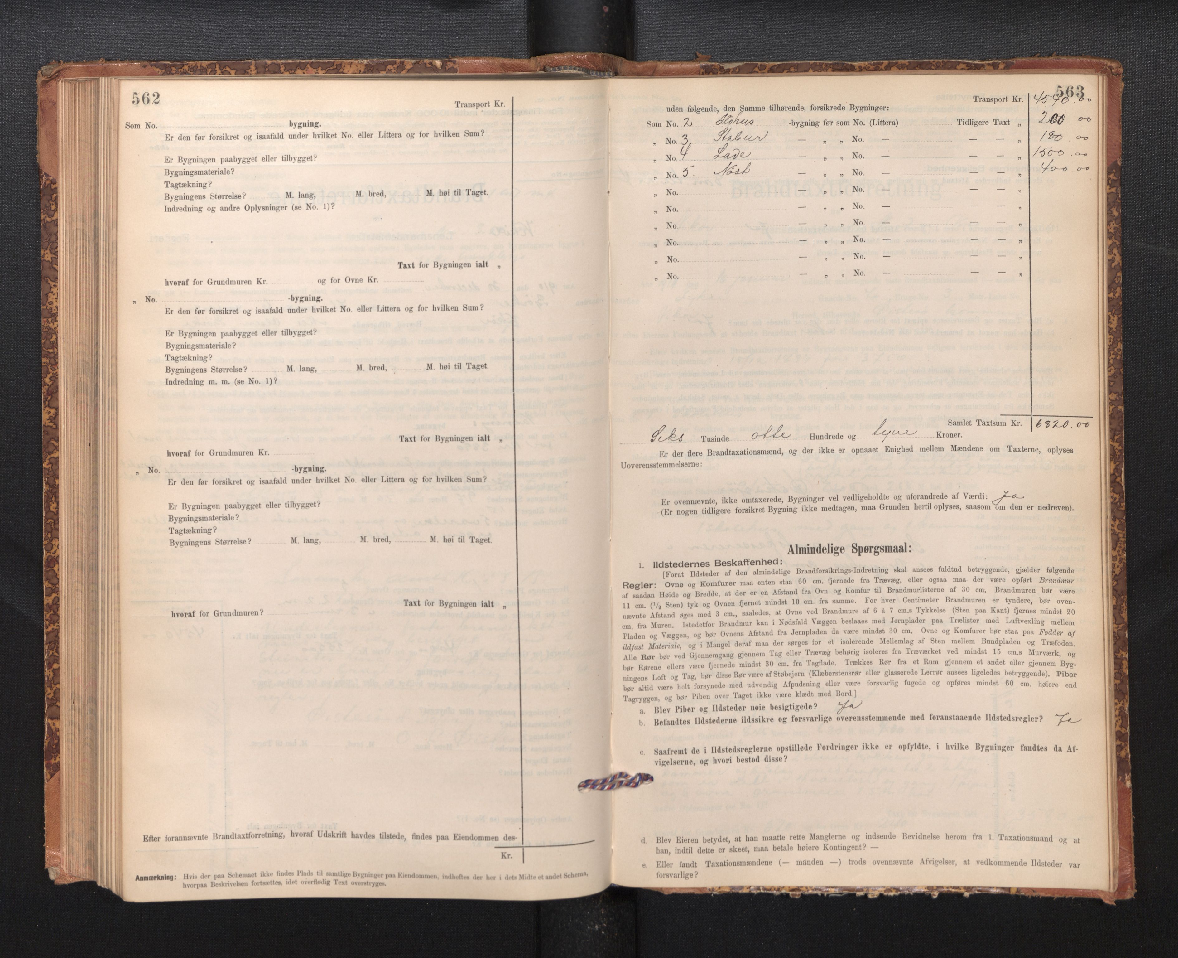 Lensmannen i Kvam, SAB/A-33201/0012/L0005: Branntakstprotokoll, skjematakst, 1894-1913, p. 562-563