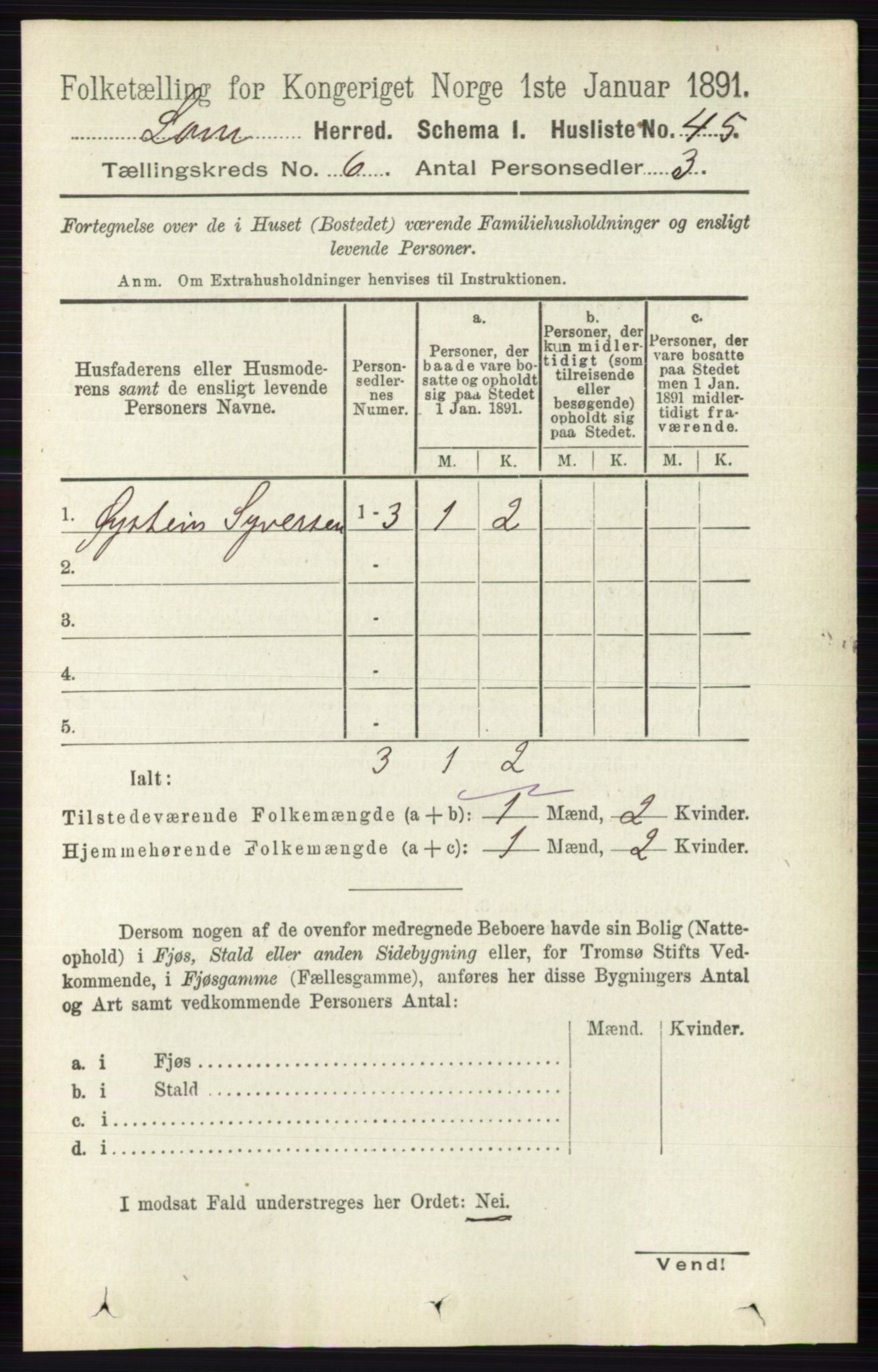 RA, 1891 census for 0514 Lom, 1891, p. 2348