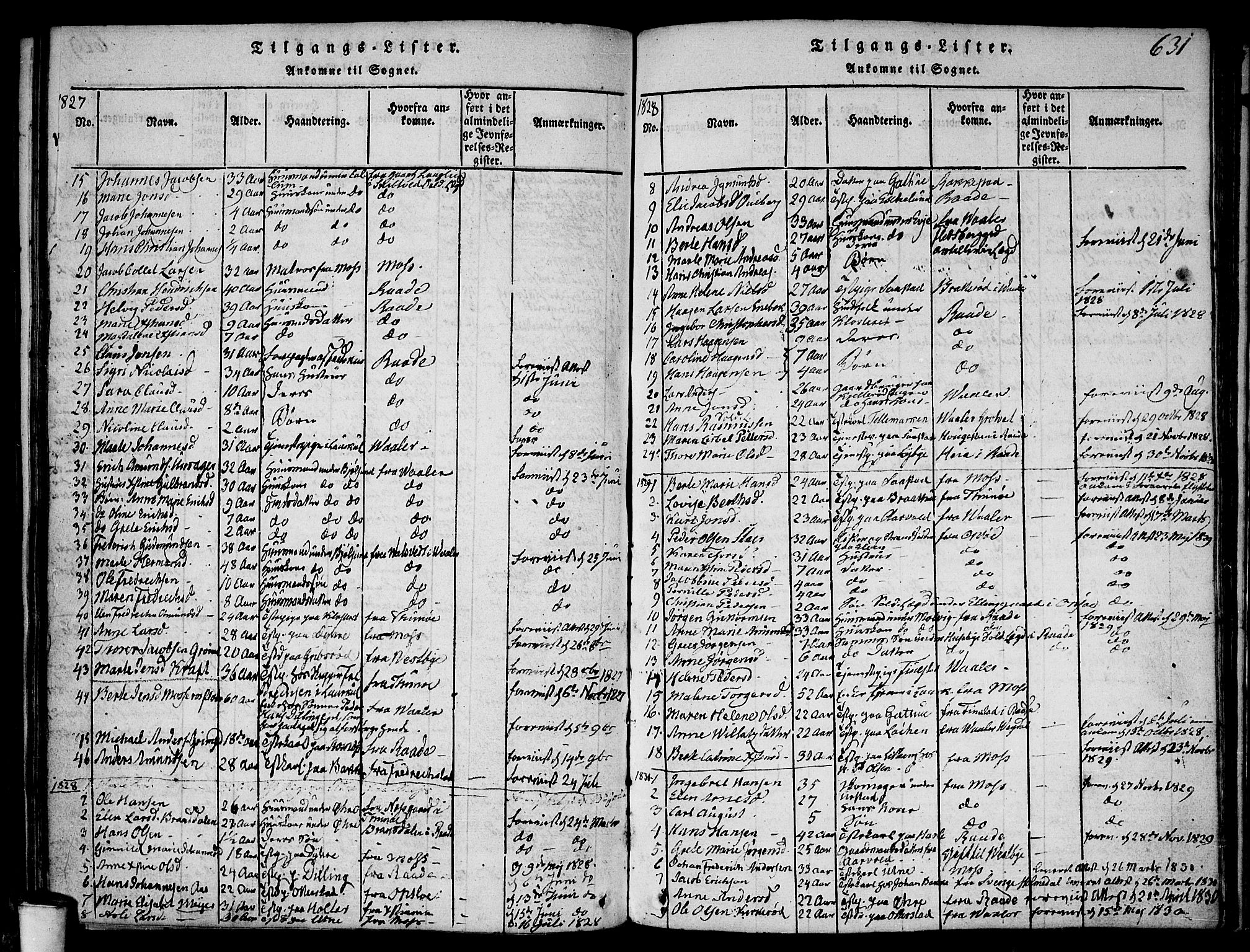 Rygge prestekontor Kirkebøker, SAO/A-10084b/F/Fa/L0003: Parish register (official) no. 3, 1814-1836, p. 630-631