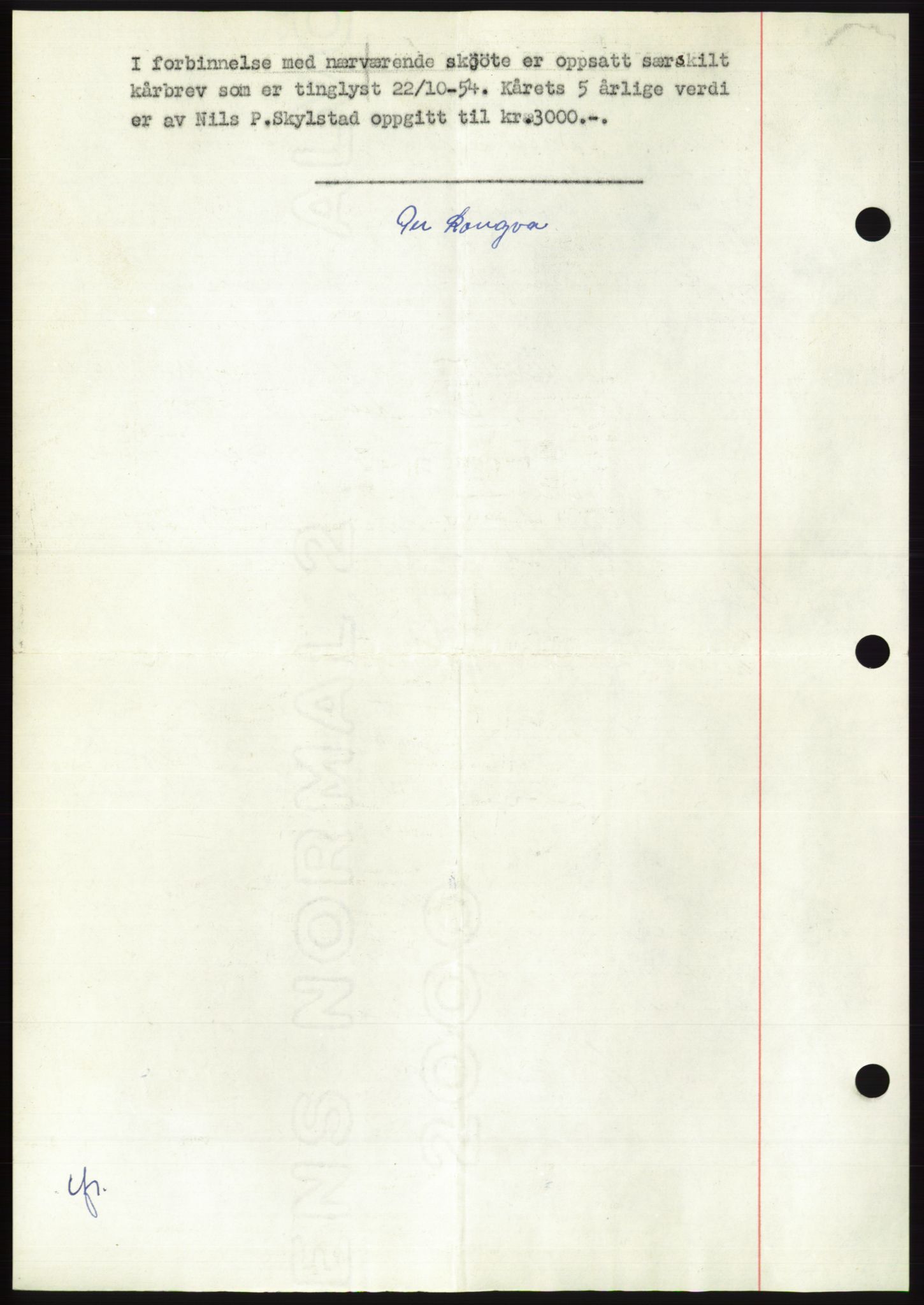 Søre Sunnmøre sorenskriveri, AV/SAT-A-4122/1/2/2C/L0099: Mortgage book no. 25A, 1954-1954, Diary no: : 2586/1954