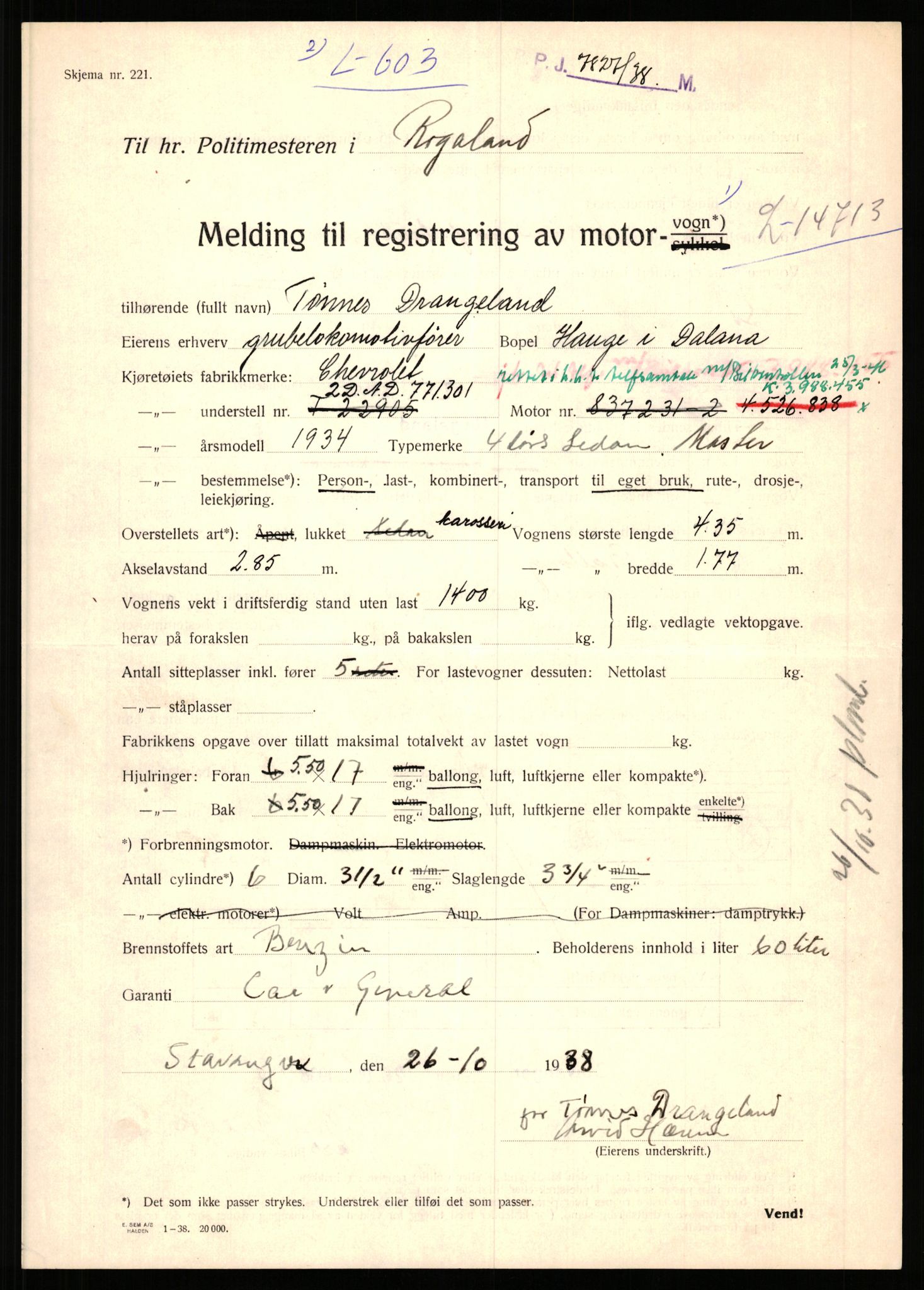 Stavanger trafikkstasjon, AV/SAST-A-101942/0/F/L0002: L-350 - L-699, 1930-1971, p. 1517