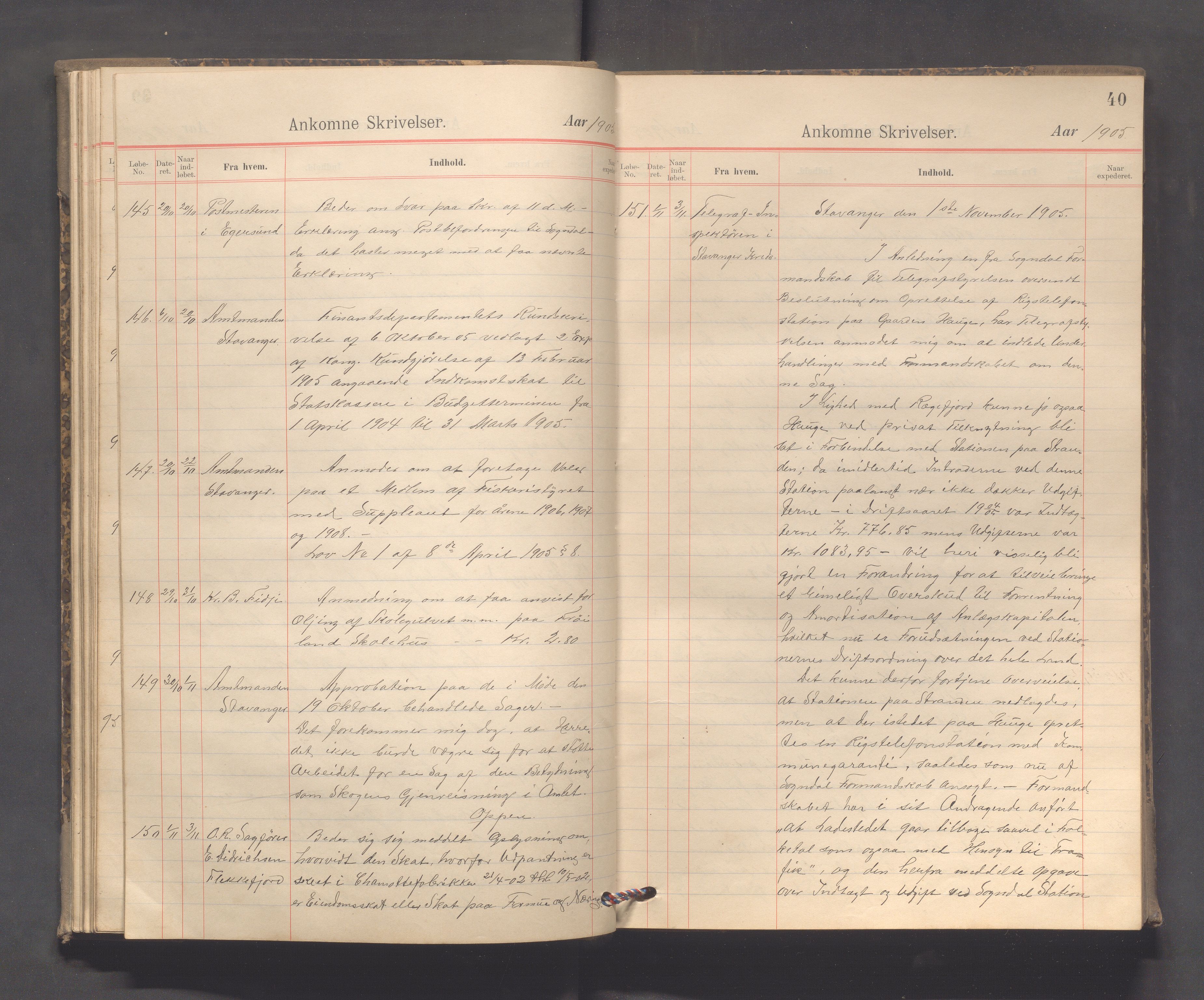 Sokndal kommune - Formannskapet/Sentraladministrasjonen, IKAR/K-101099/C/Ca/L0003: Journal, 1904-1912, p. 40