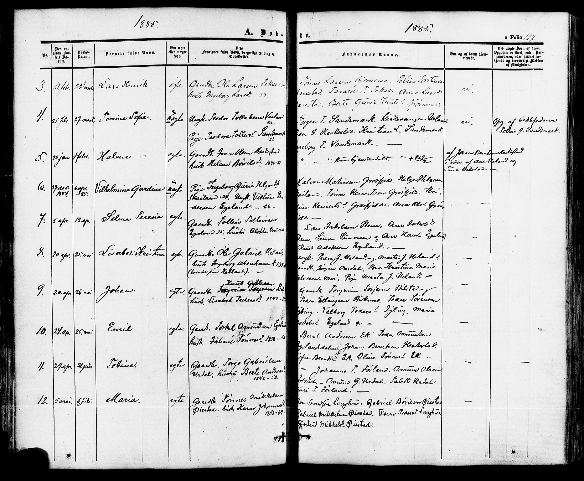 Lund sokneprestkontor, AV/SAST-A-101809/S06/L0010: Parish register (official) no. A 9, 1854-1886, p. 127