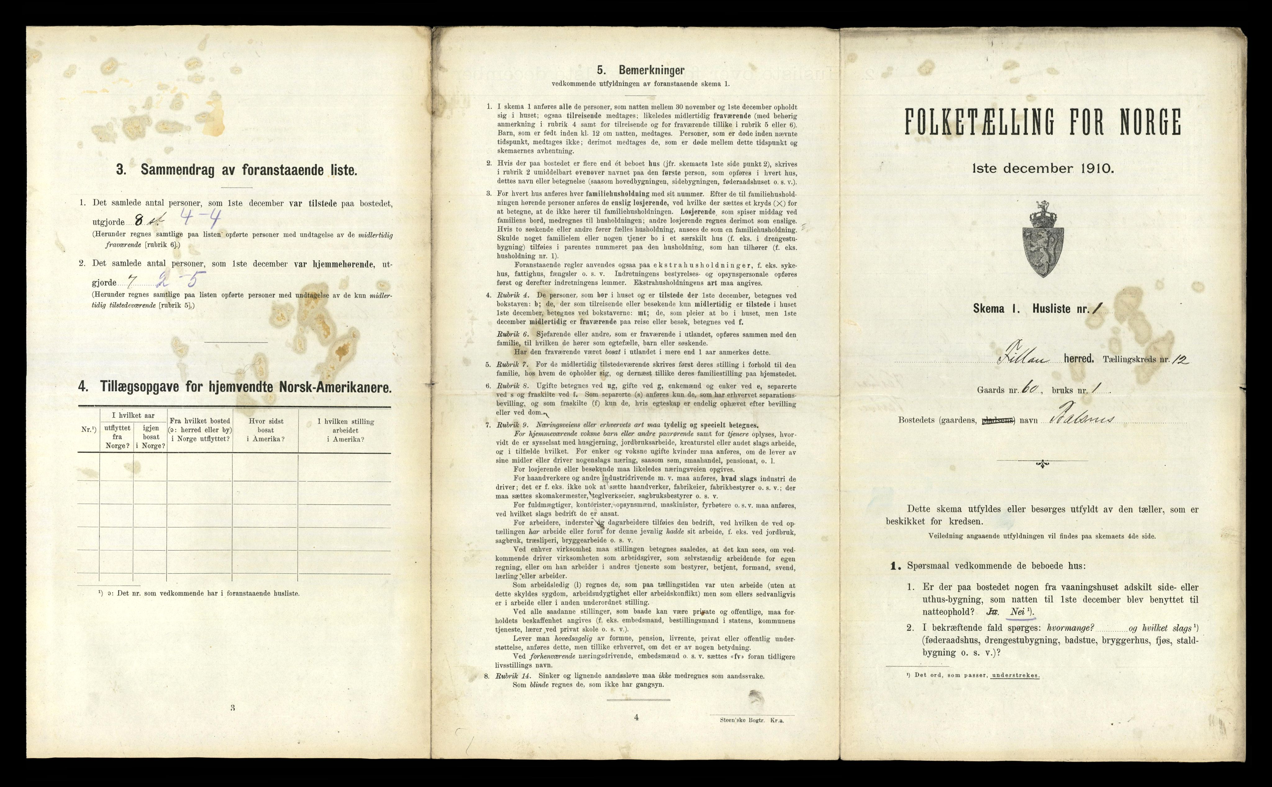 RA, 1910 census for Fillan, 1910, p. 853