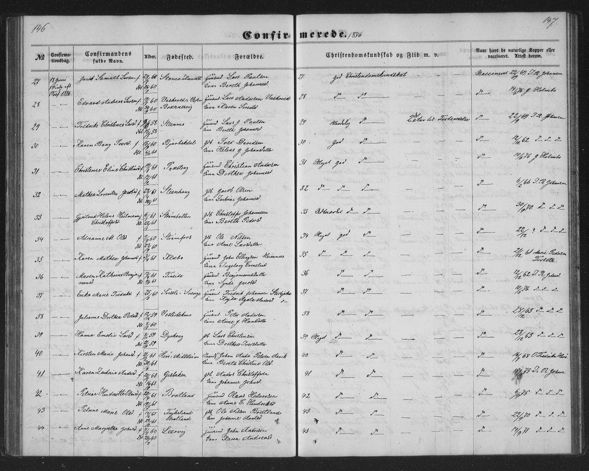 Ministerialprotokoller, klokkerbøker og fødselsregistre - Nordland, AV/SAT-A-1459/825/L0366: Parish register (copy) no. 825C03, 1858-1884, p. 146-147