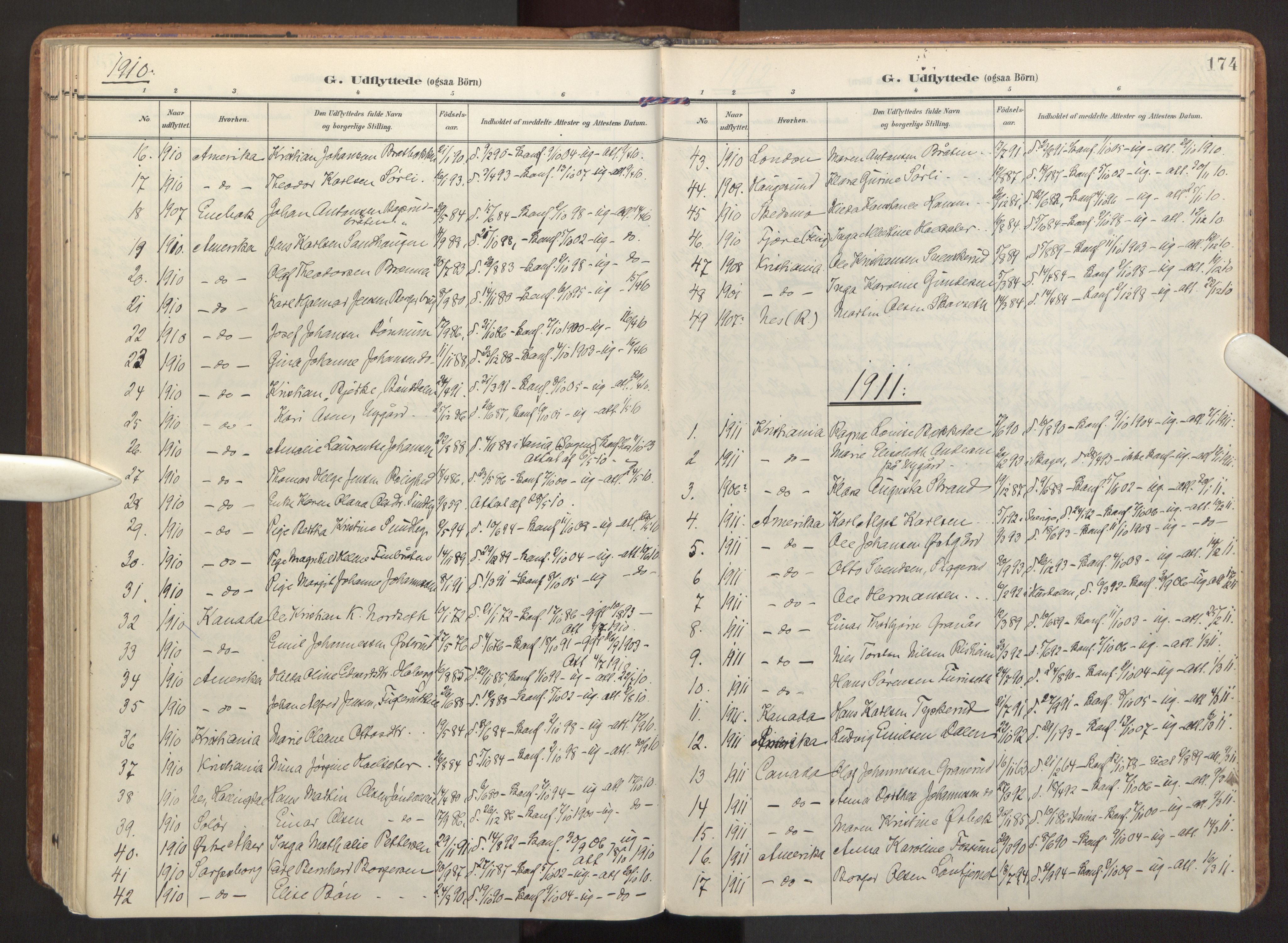 Eidsvoll prestekontor Kirkebøker, SAO/A-10888/F/Fa: Parish register (official) no. I 7, 1905-1920, p. 174