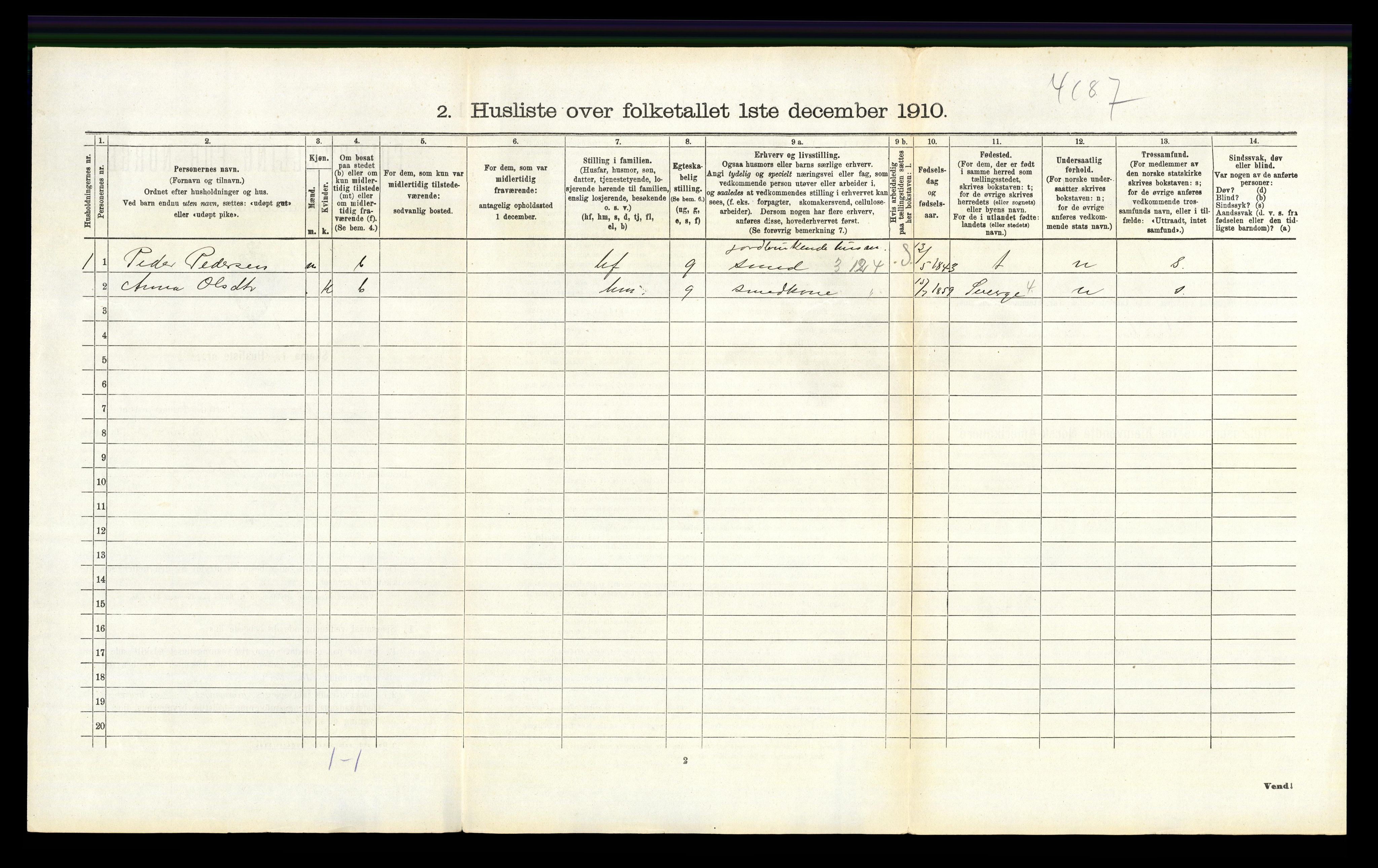 RA, 1910 census for Grue, 1910, p. 1514