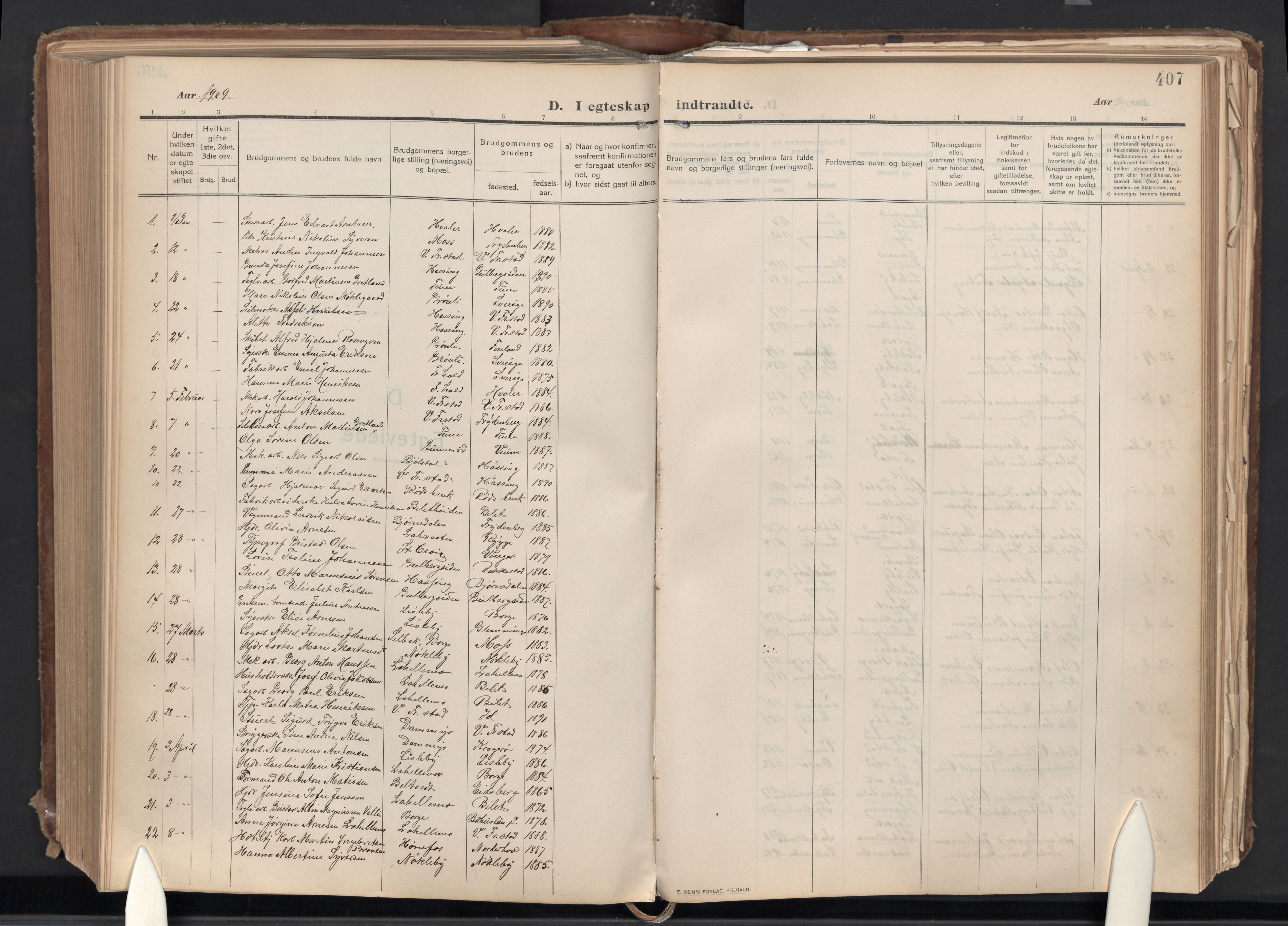 Glemmen prestekontor Kirkebøker, AV/SAO-A-10908/G/Ga/L0007: Parish register (copy) no. 7, 1909-1930, p. 407