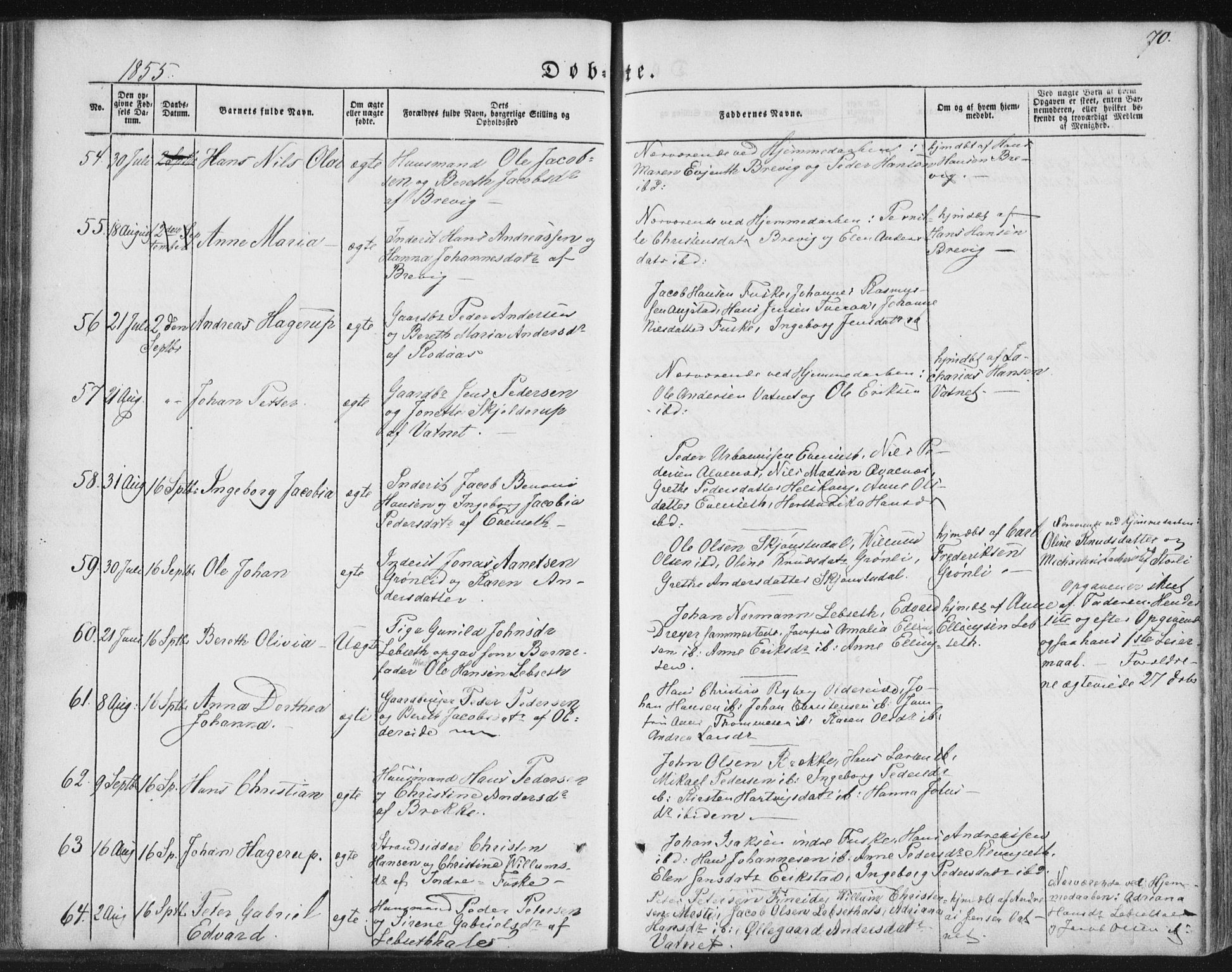 Ministerialprotokoller, klokkerbøker og fødselsregistre - Nordland, SAT/A-1459/852/L0738: Parish register (official) no. 852A08, 1849-1865, p. 70