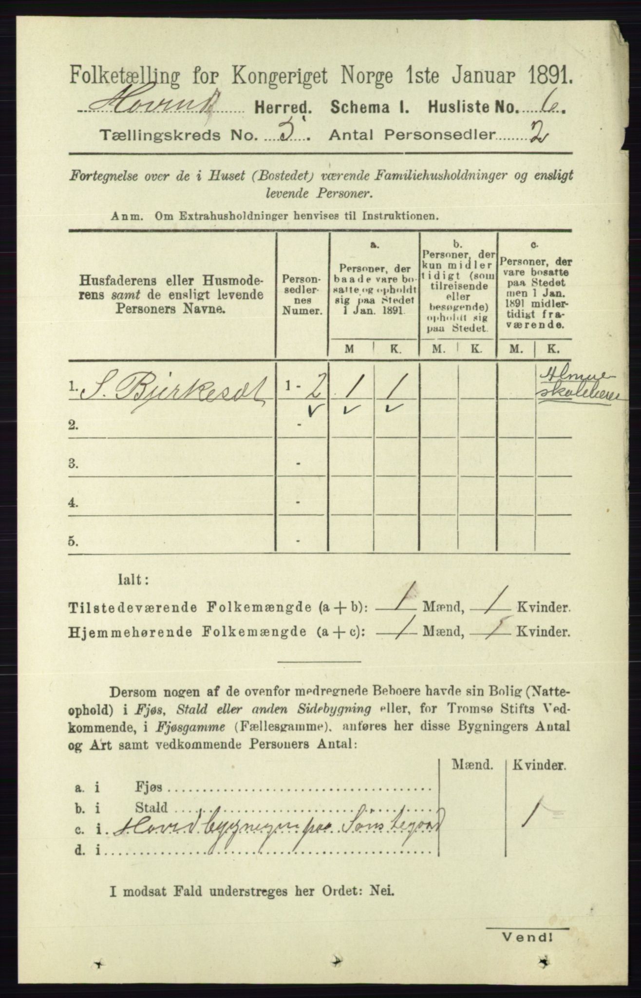 RA, 1891 census for 0825 Hovin, 1891, p. 965