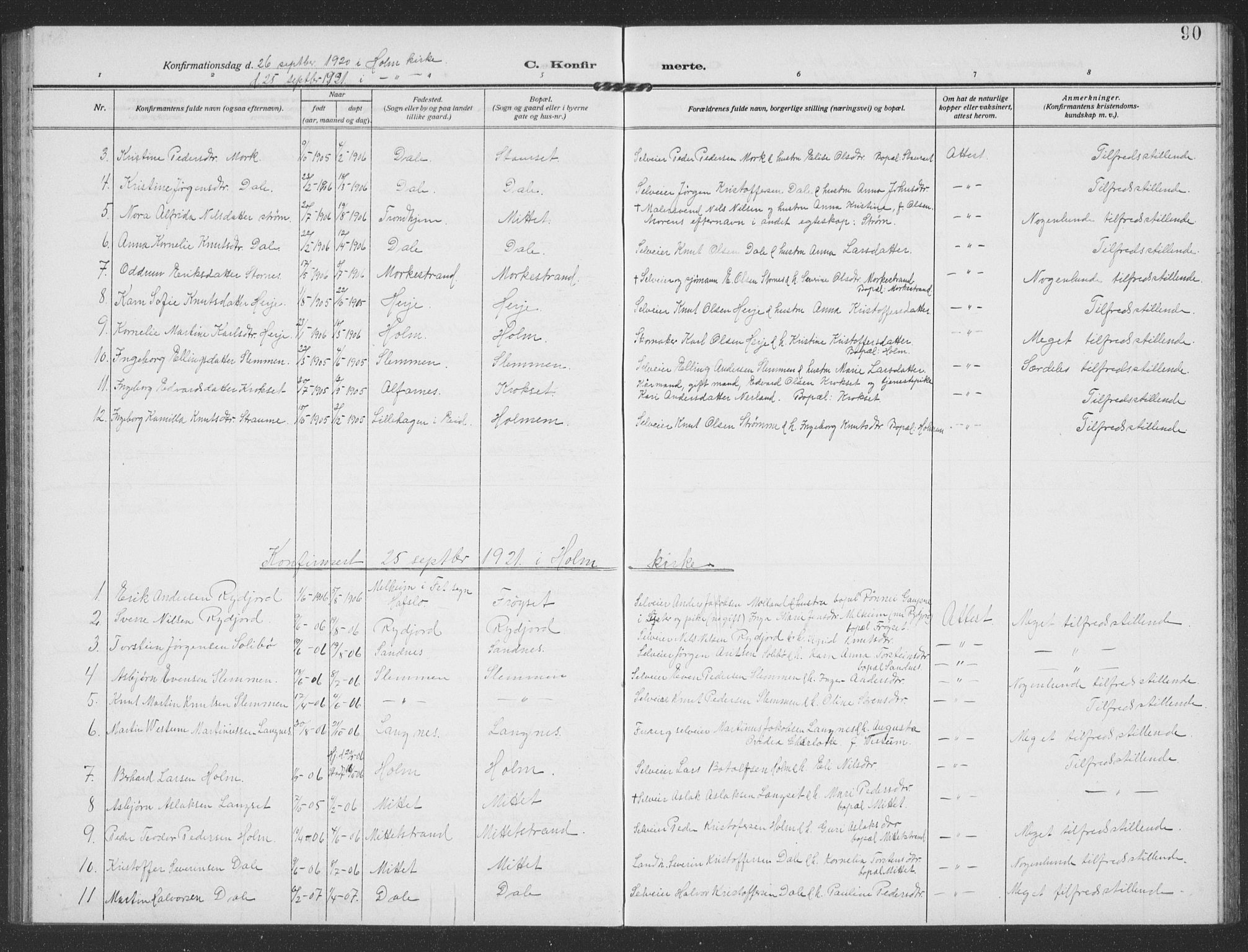 Ministerialprotokoller, klokkerbøker og fødselsregistre - Møre og Romsdal, SAT/A-1454/549/L0615: Parish register (copy) no. 549C01, 1905-1932, p. 90