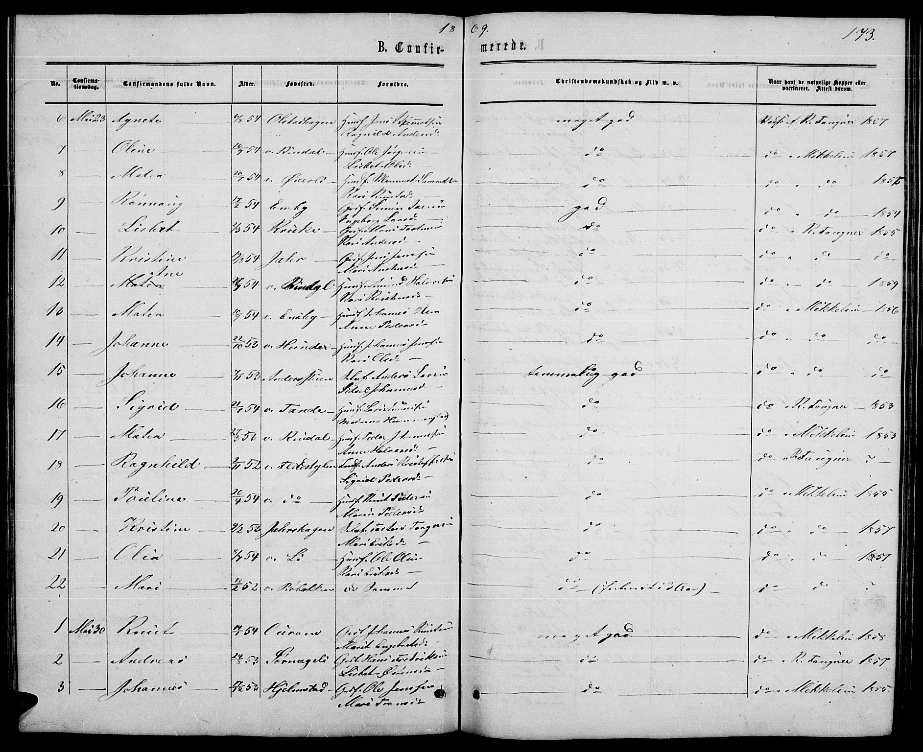 Øyer prestekontor, SAH/PREST-084/H/Ha/Hab/L0001: Parish register (copy) no. 1, 1863-1877, p. 173