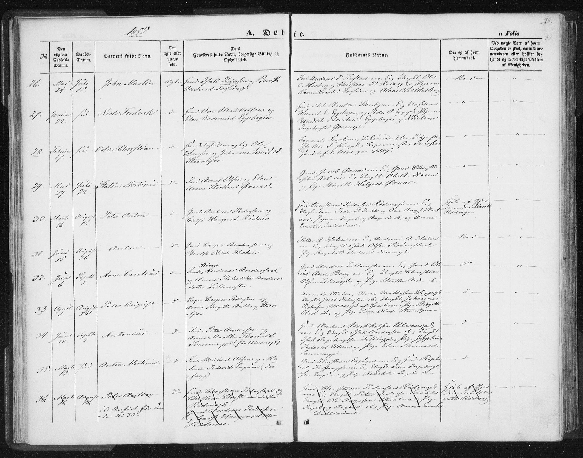 Ministerialprotokoller, klokkerbøker og fødselsregistre - Nord-Trøndelag, SAT/A-1458/746/L0446: Parish register (official) no. 746A05, 1846-1859, p. 33