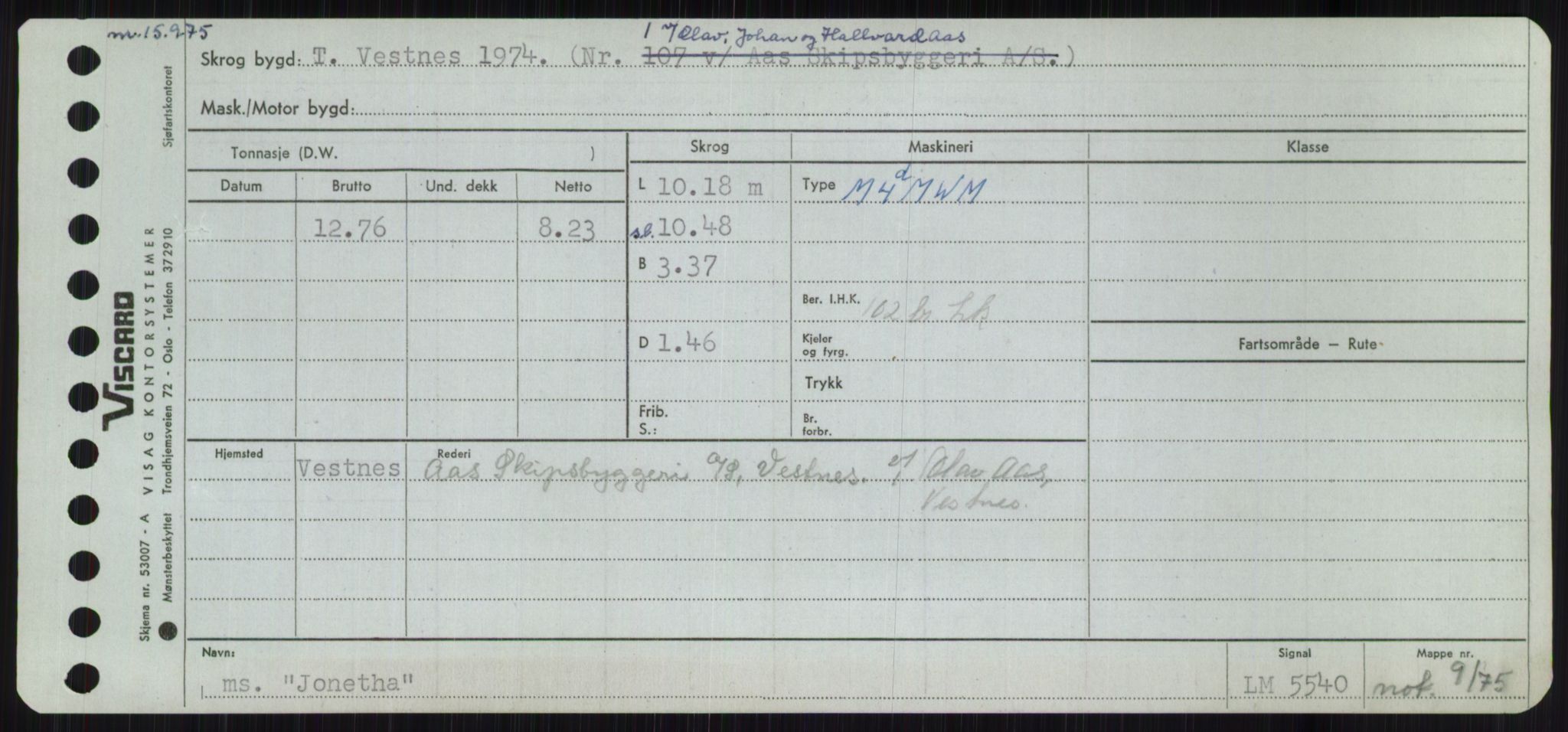 Sjøfartsdirektoratet med forløpere, Skipsmålingen, RA/S-1627/H/Ha/L0003/0001: Fartøy, Hilm-Mar / Fartøy, Hilm-Kol, p. 545