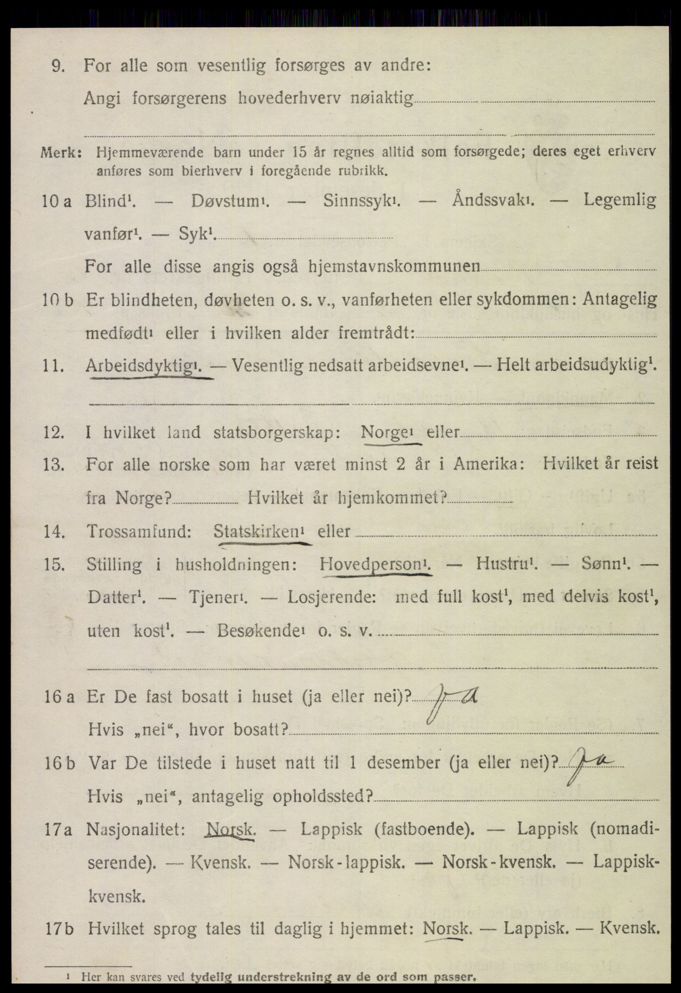 SAT, 1920 census for Snåsa, 1920, p. 2305