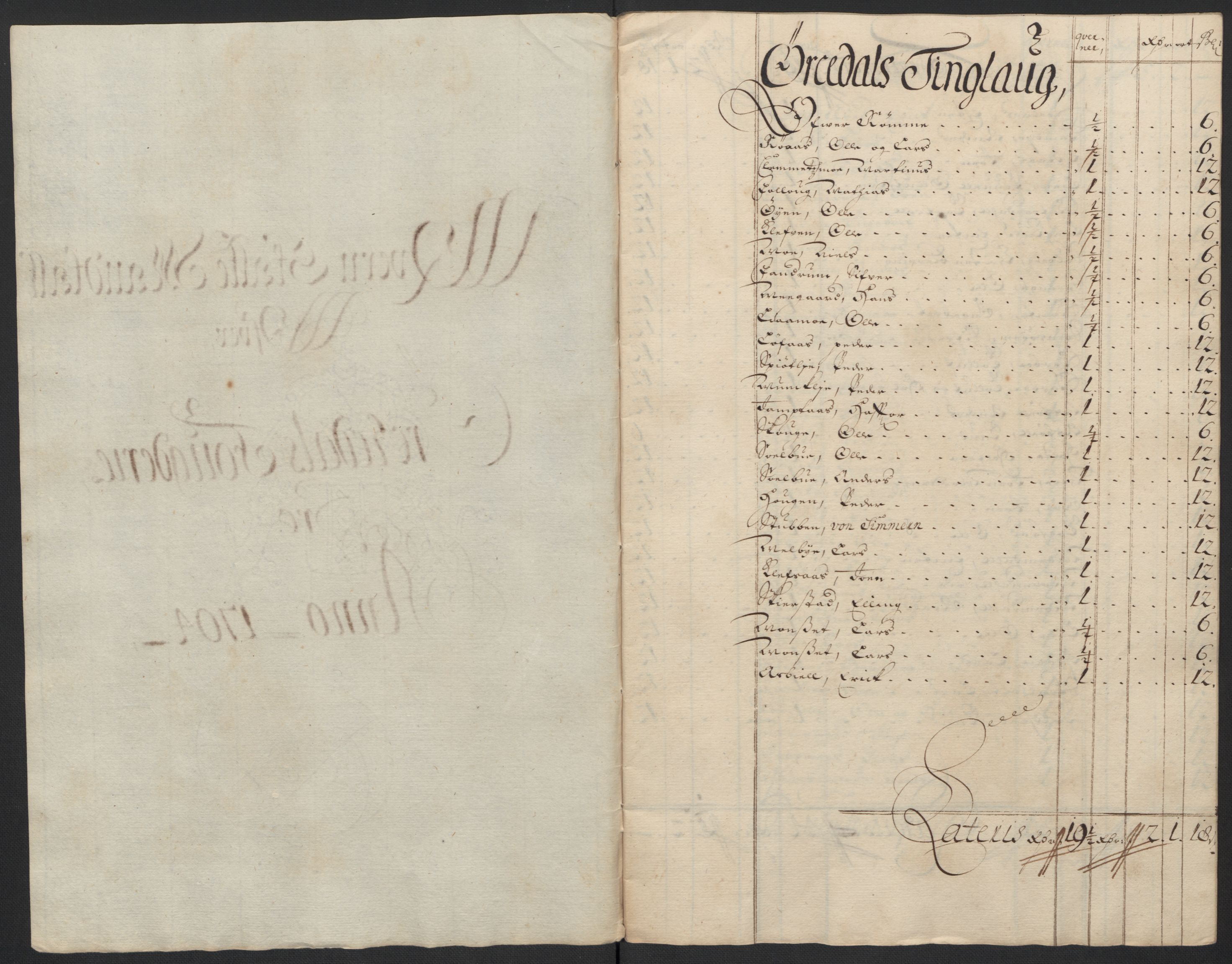 Rentekammeret inntil 1814, Reviderte regnskaper, Fogderegnskap, RA/EA-4092/R60/L3954: Fogderegnskap Orkdal og Gauldal, 1704, p. 112