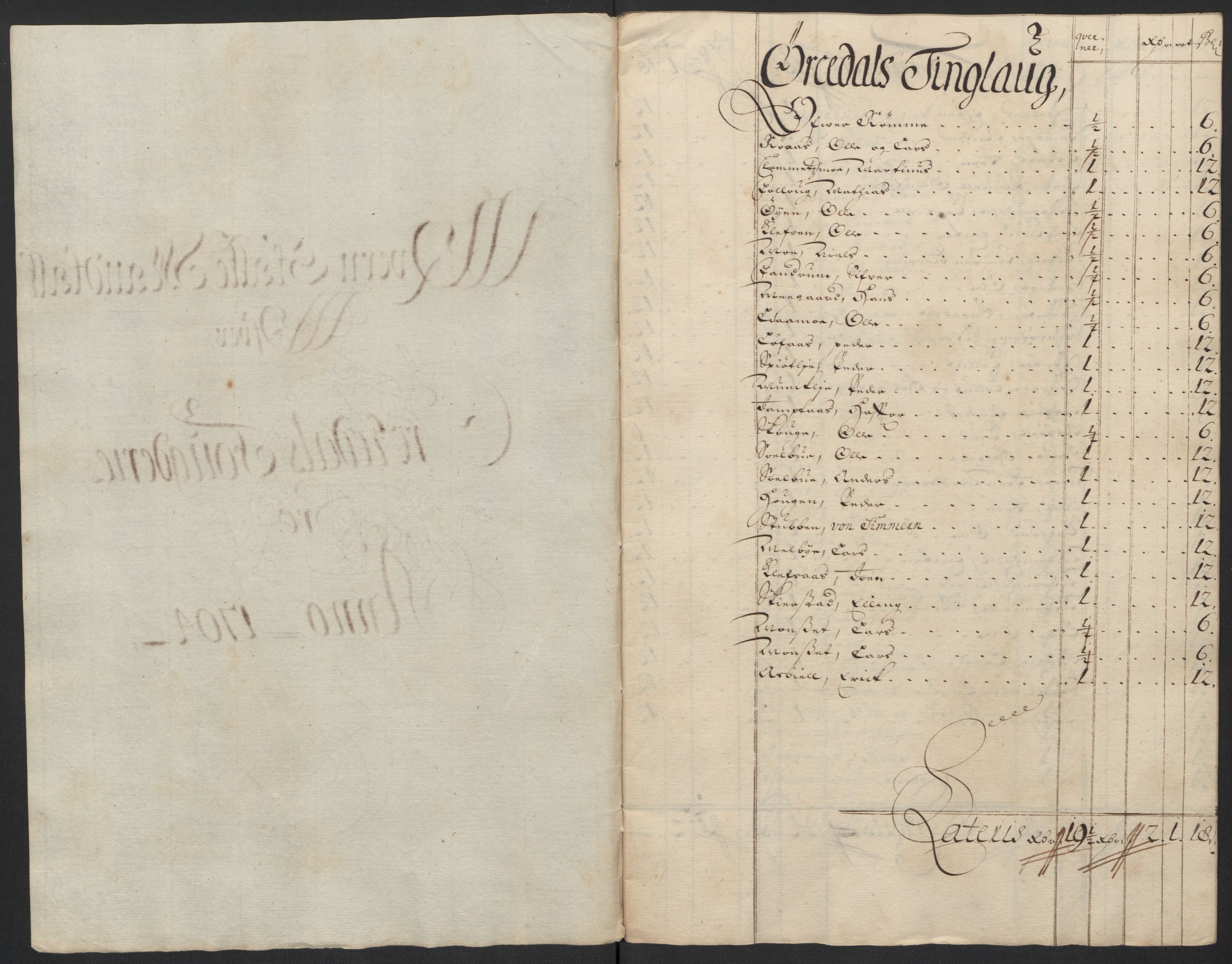 Rentekammeret inntil 1814, Reviderte regnskaper, Fogderegnskap, AV/RA-EA-4092/R60/L3954: Fogderegnskap Orkdal og Gauldal, 1704, p. 112