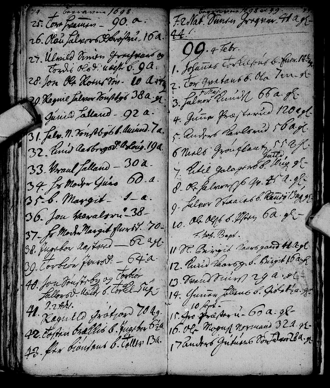 Nore kirkebøker, SAKO/A-238/F/Fc/L0001: Parish register (official) no. III 1, 1696-1714, p. 74-75