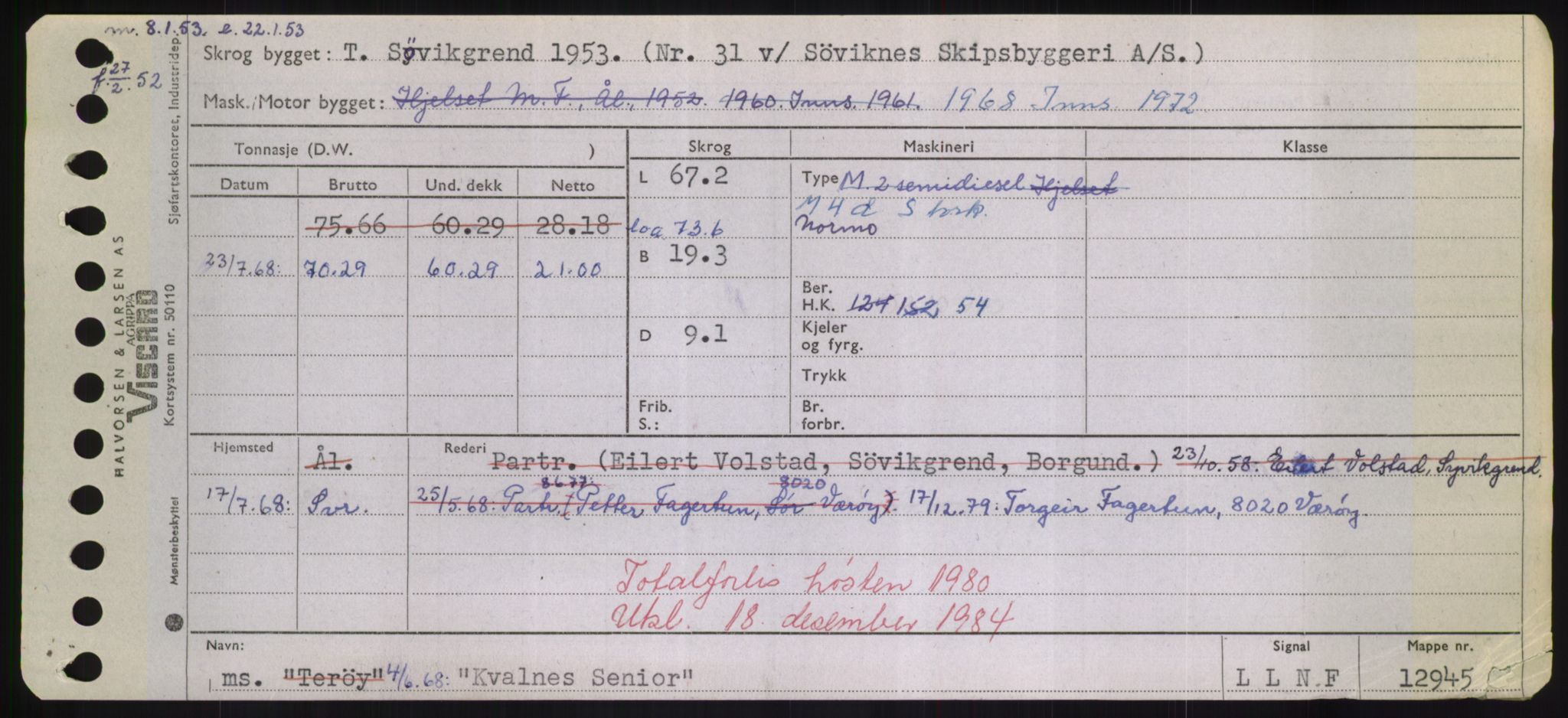 Sjøfartsdirektoratet med forløpere, Skipsmålingen, AV/RA-S-1627/H/Hd/L0021: Fartøy, Kor-Kår, p. 271